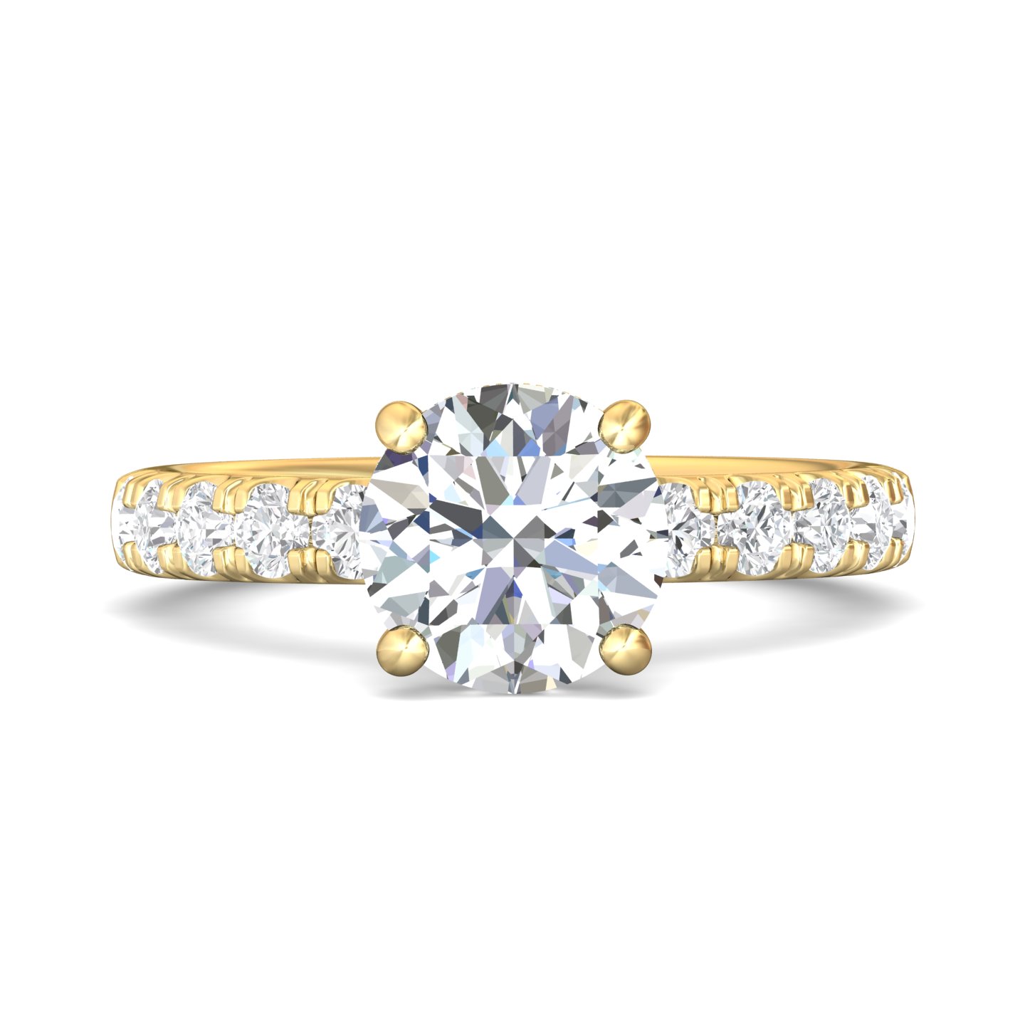 18K Yellow Gold Round Diamond Engagement Ring