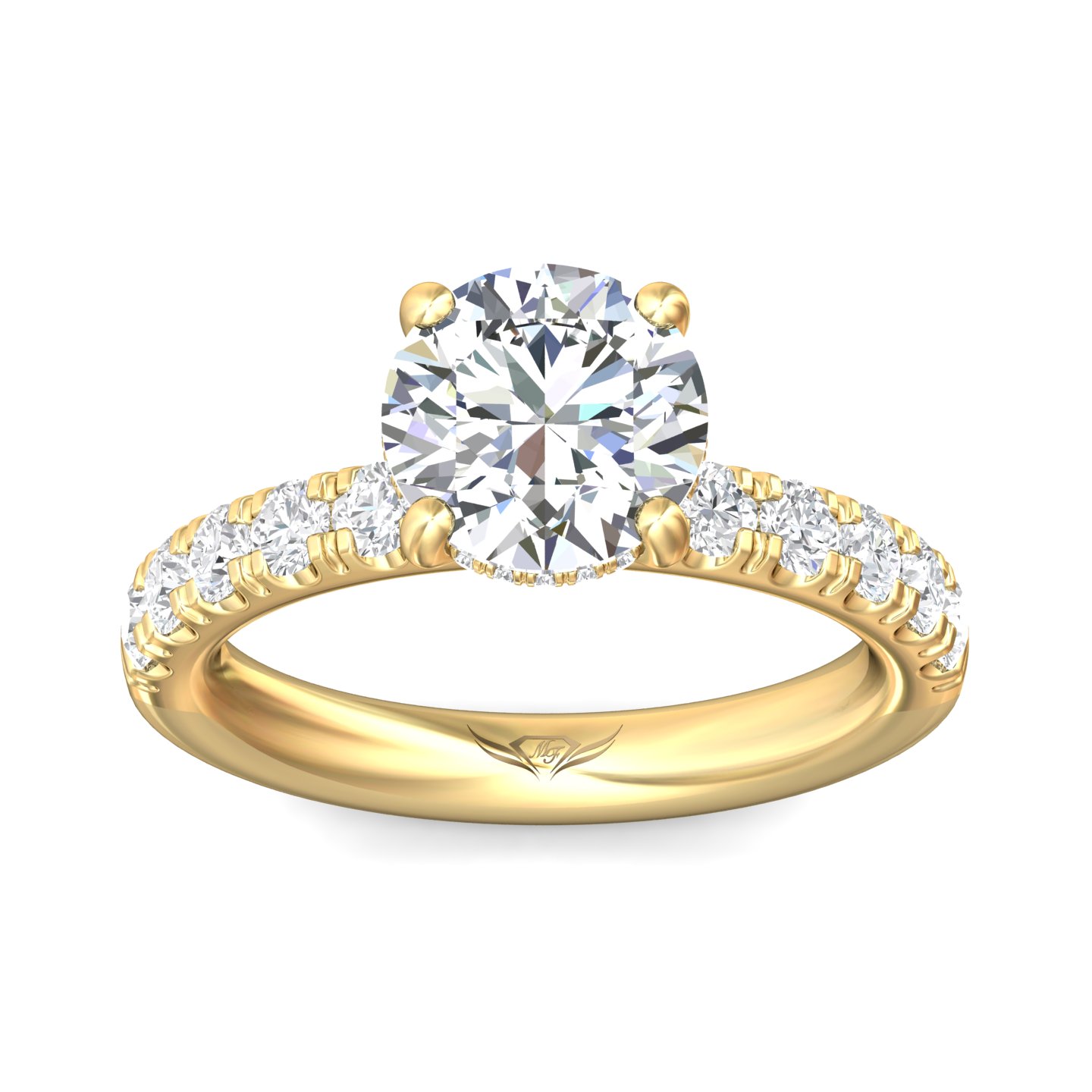 18K Yellow Gold Round Diamond Engagement Ring