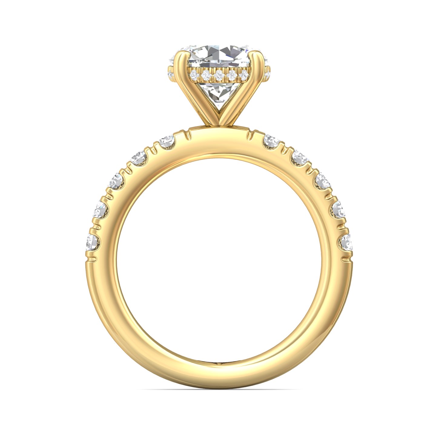 18K Yellow Gold Round Diamond Engagement Ring