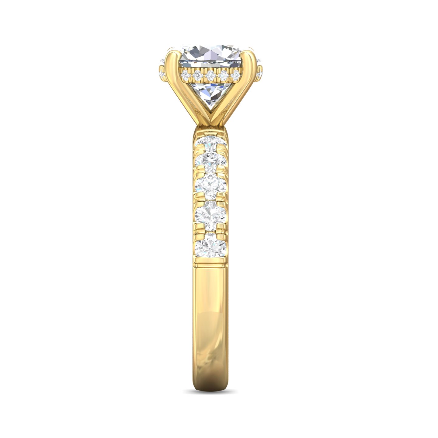 18K Yellow Gold Round Diamond Engagement Ring