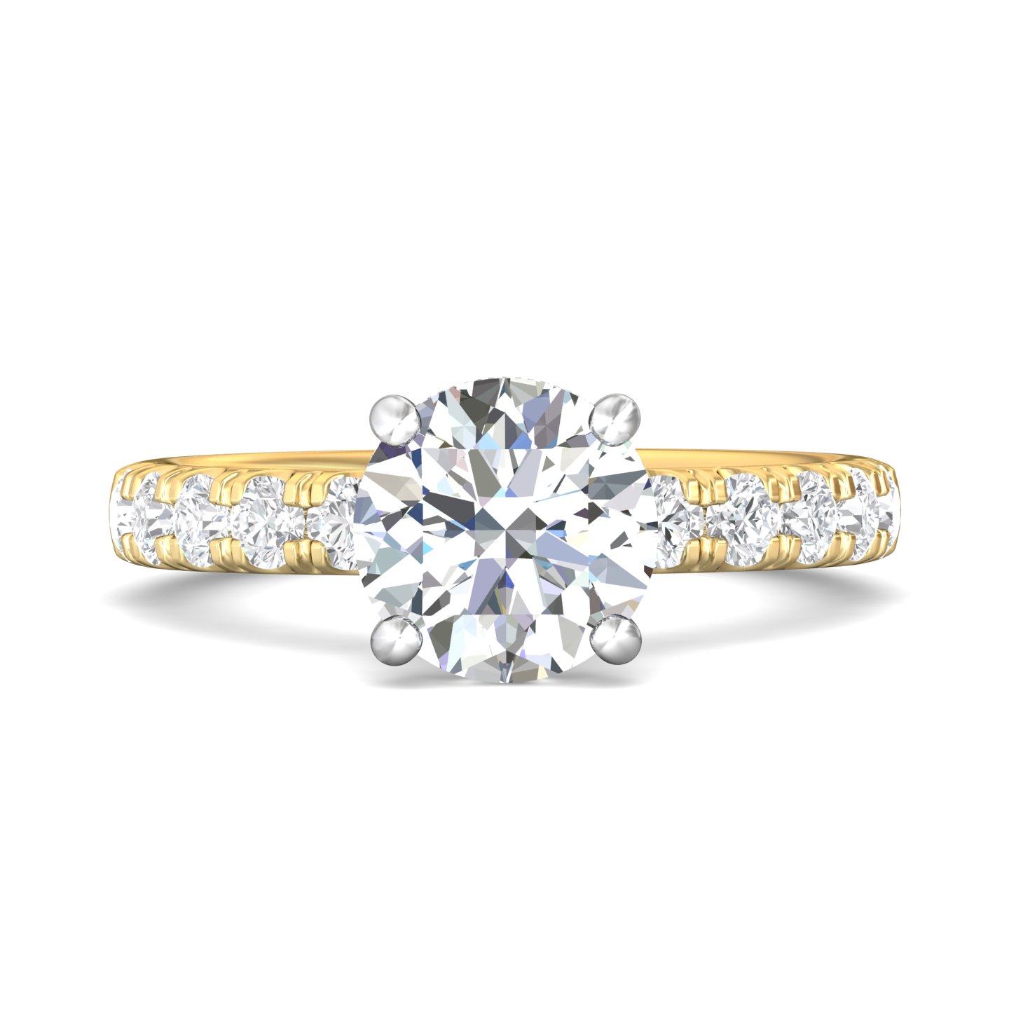 14K Yellow and White Gold Round Diamond Engagement Ring