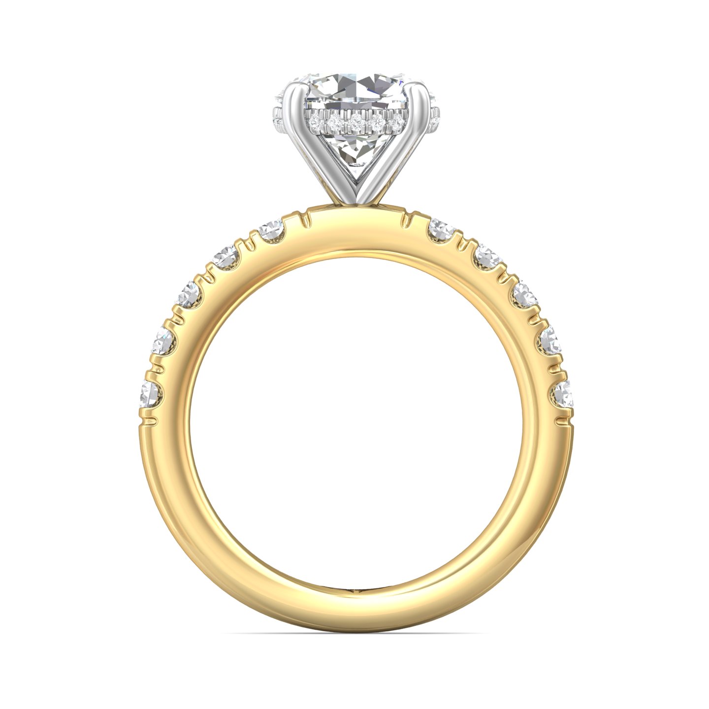 14K Yellow and White Gold Round Diamond Engagement Ring