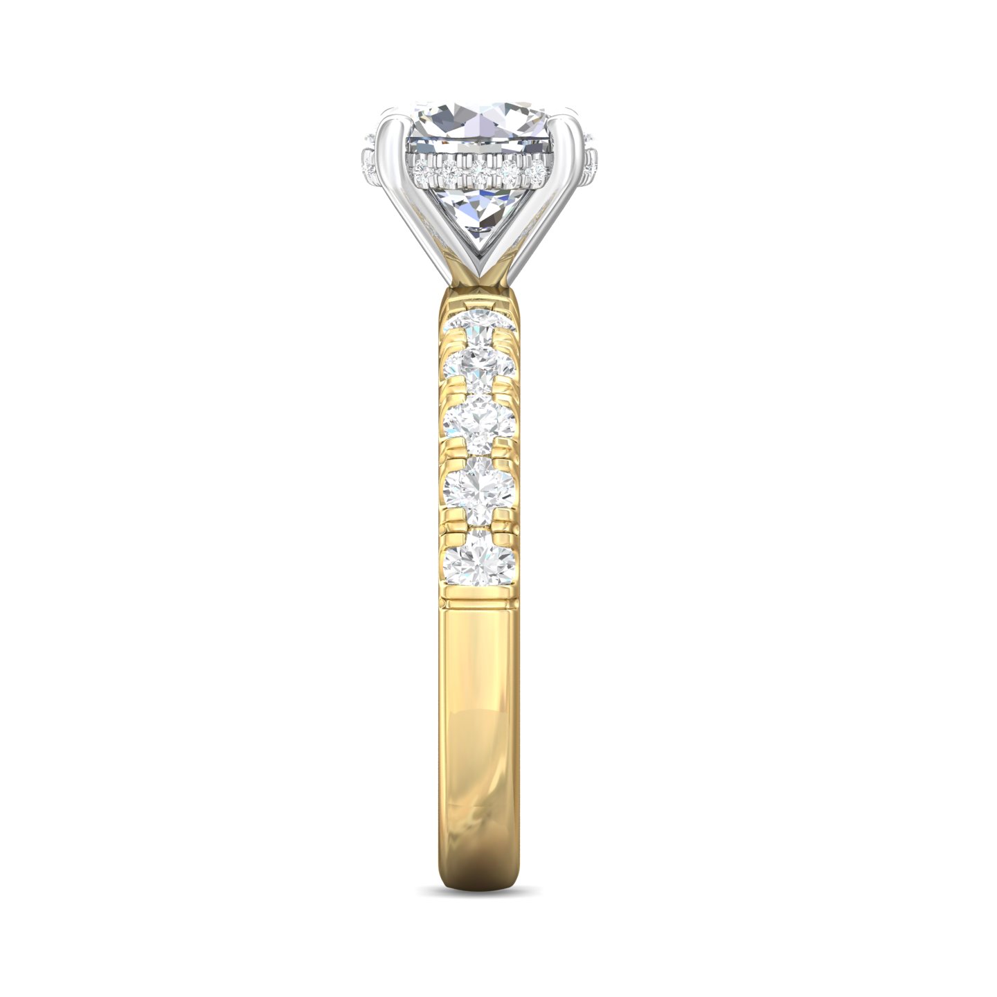 14K Yellow and White Gold Round Diamond Engagement Ring