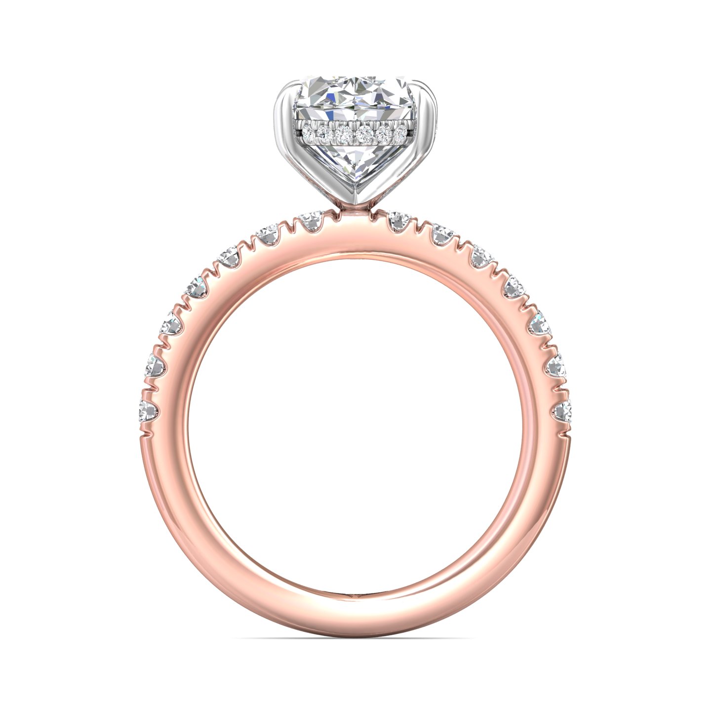 14K Rose and White Gold Oval Diamond Engagement Ring