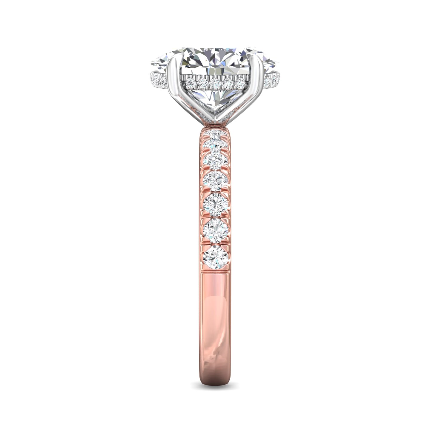 14K Rose and White Gold Oval Diamond Engagement Ring