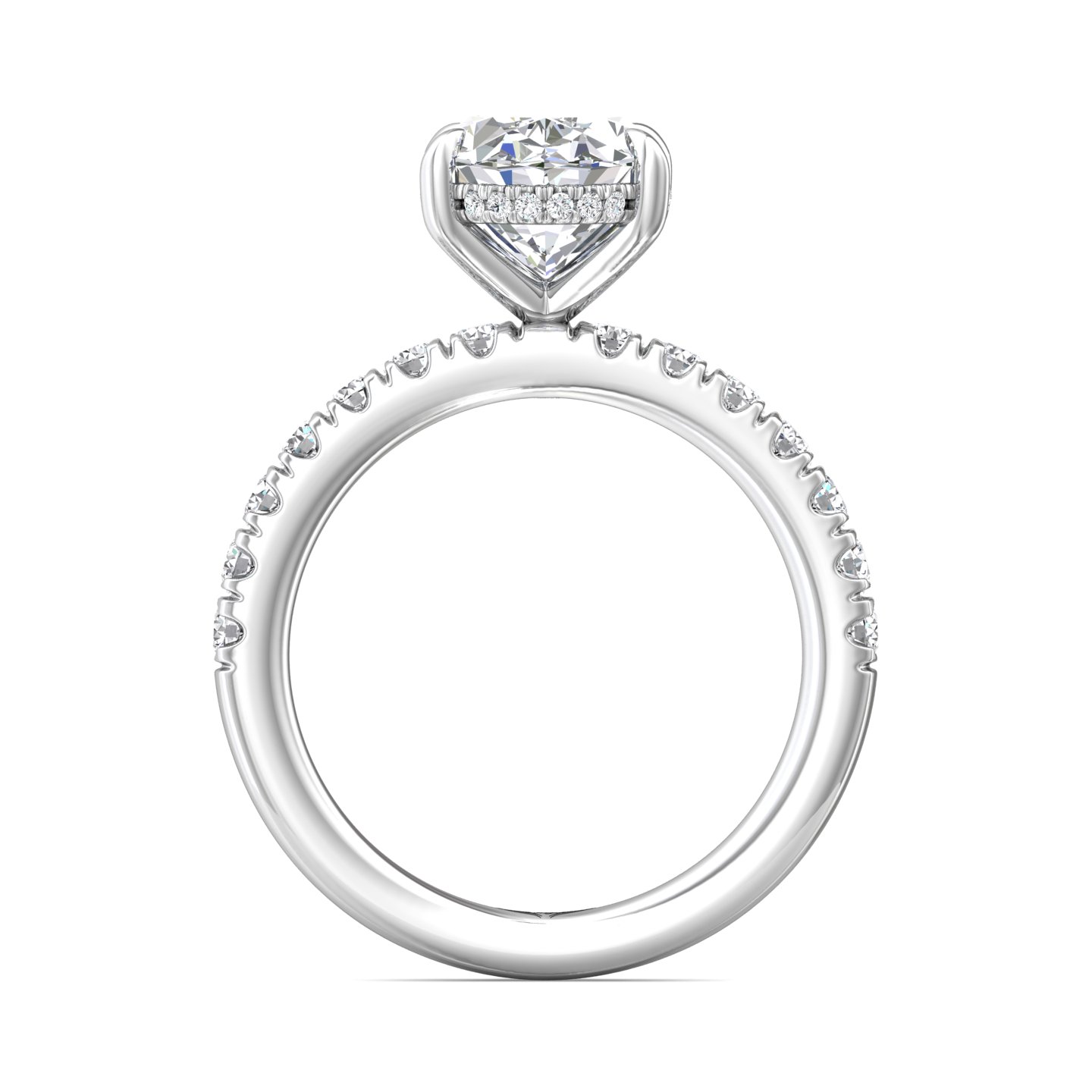 14K White Gold Oval Diamond Engagement Ring