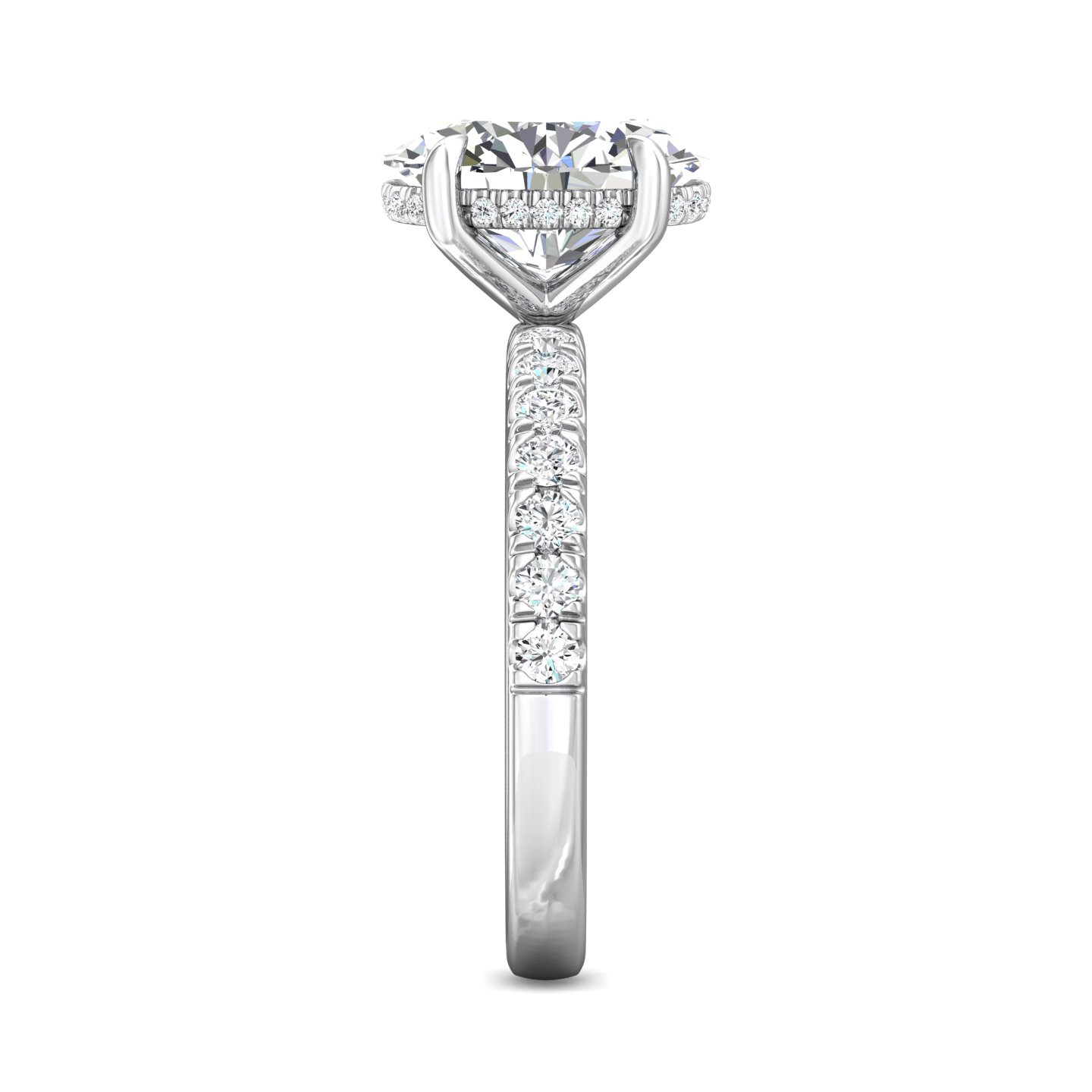 14K White Gold Oval Diamond Engagement Ring
