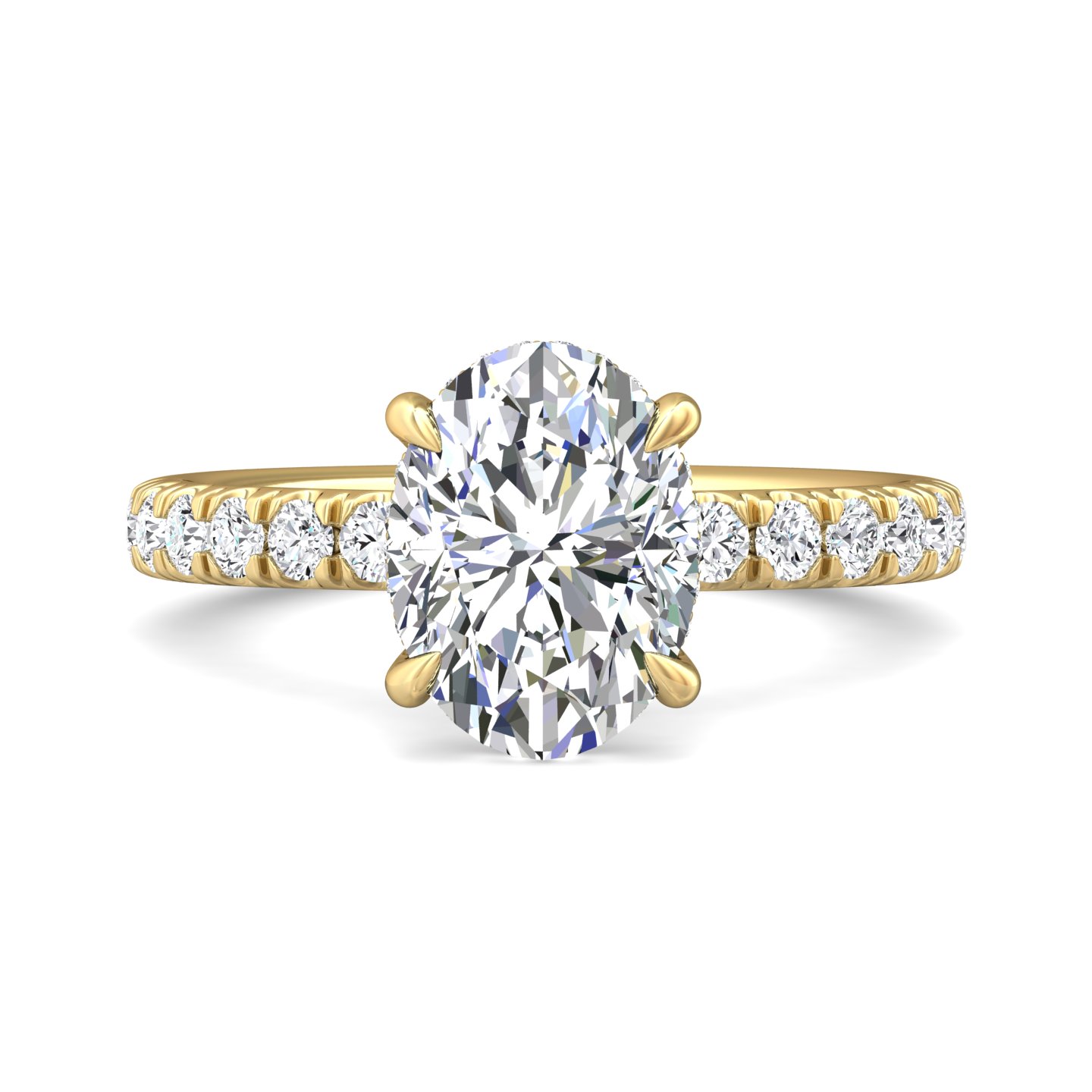 14K White Gold Oval Diamond Engagement Ring