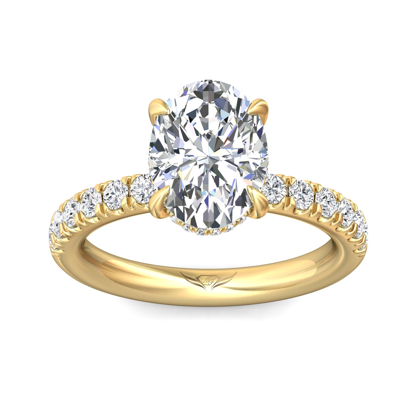 18K Yellow Gold Oval Diamond Engagement Ring