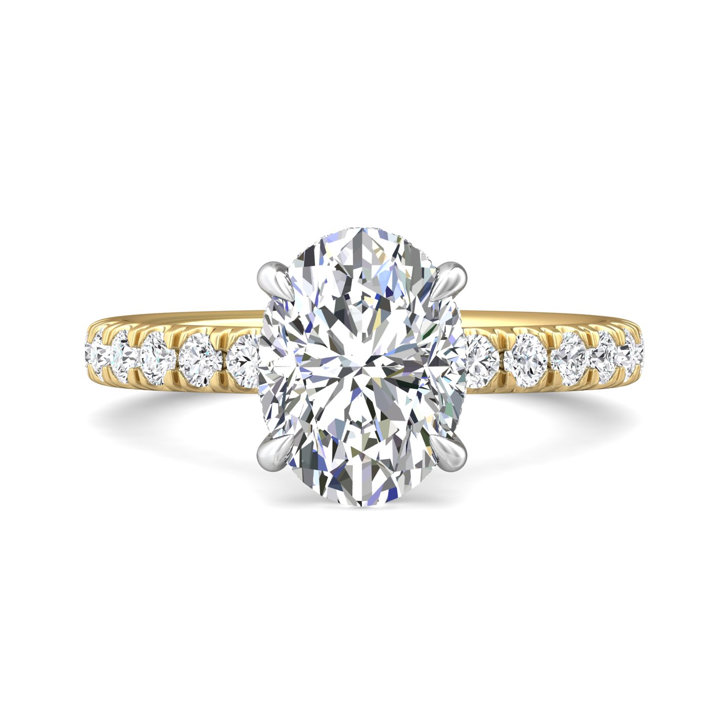 18K White and Yellow Gold Oval Diamond Engagement Ring