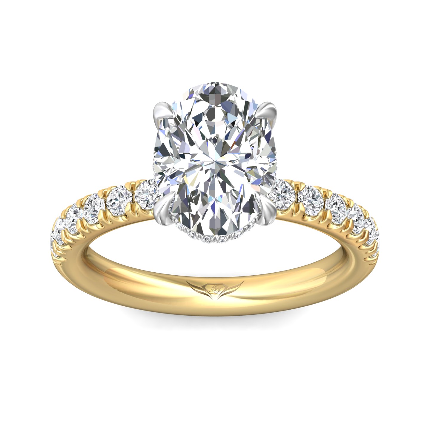 18K White and Yellow Gold Oval Diamond Engagement Ring