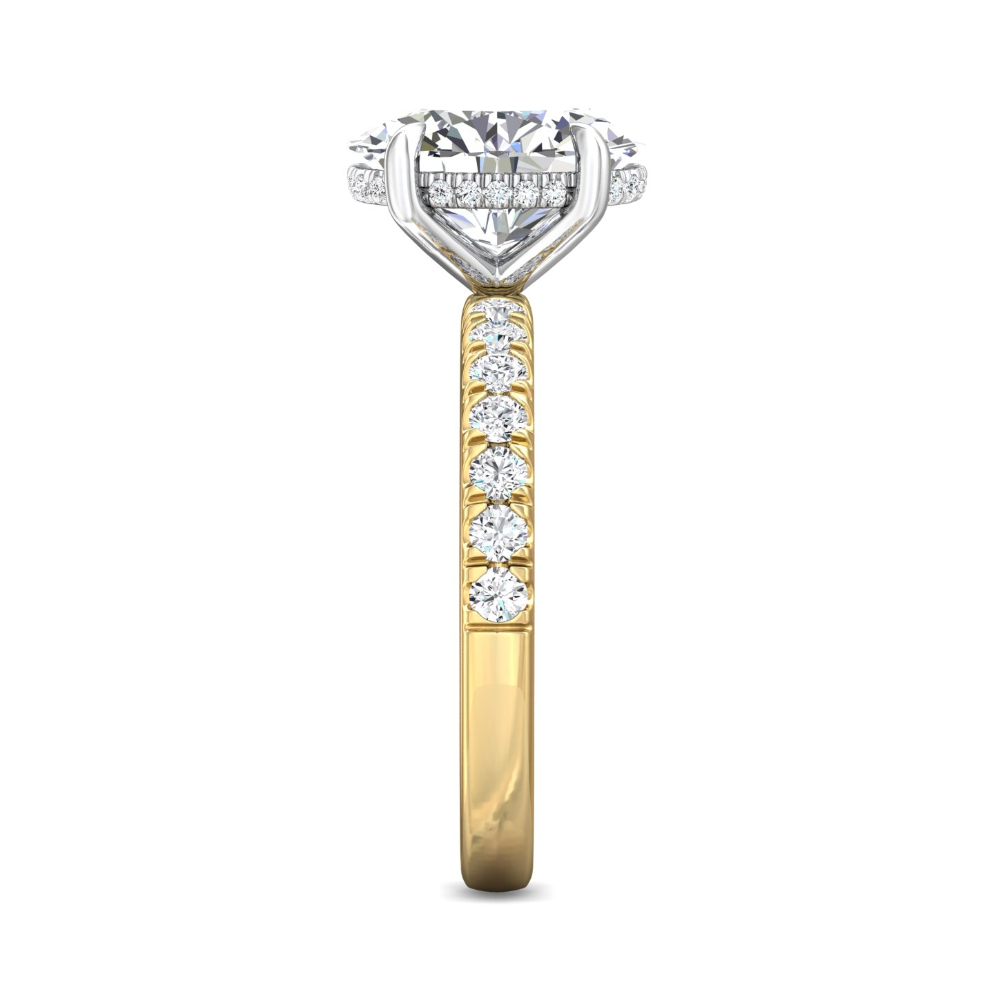 18K White and Yellow Gold Oval Diamond Engagement Ring