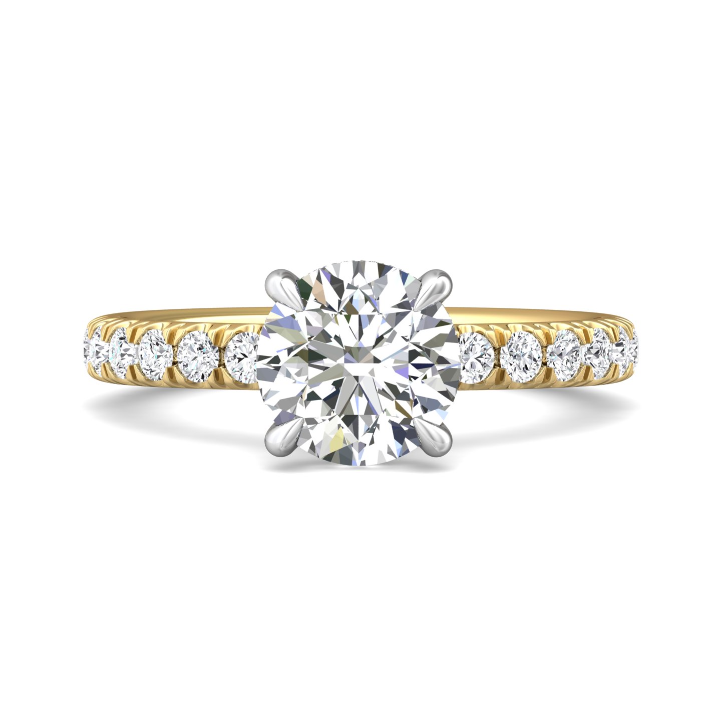 14K Yellow and White Gold Round Diamond Engagement Ring