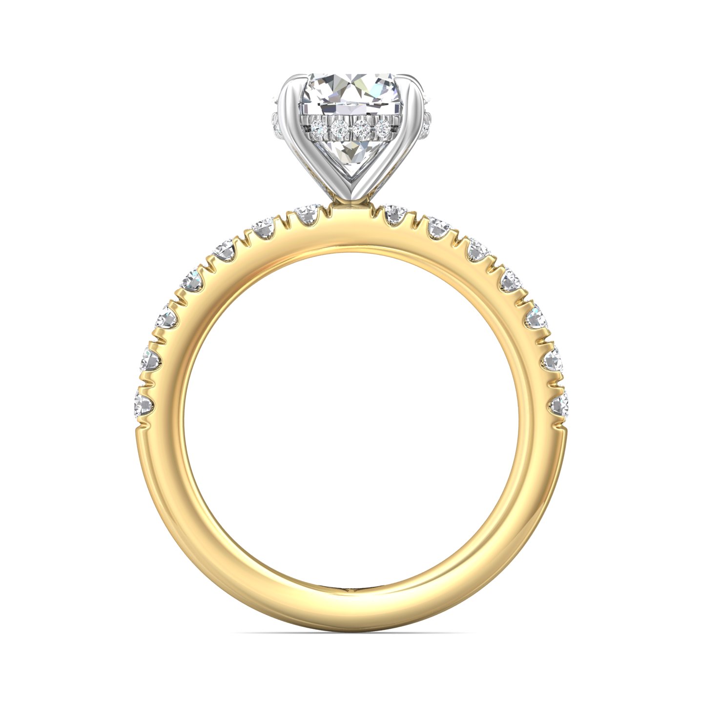 14K Yellow and White Gold Round Diamond Engagement Ring