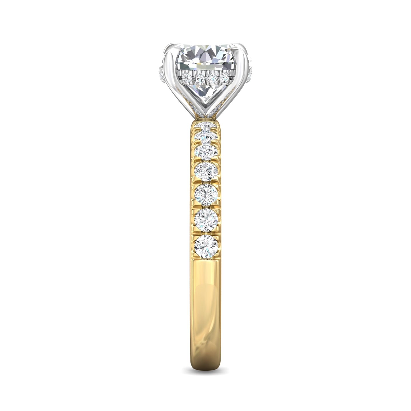 14K Yellow and White Gold Round Diamond Engagement Ring
