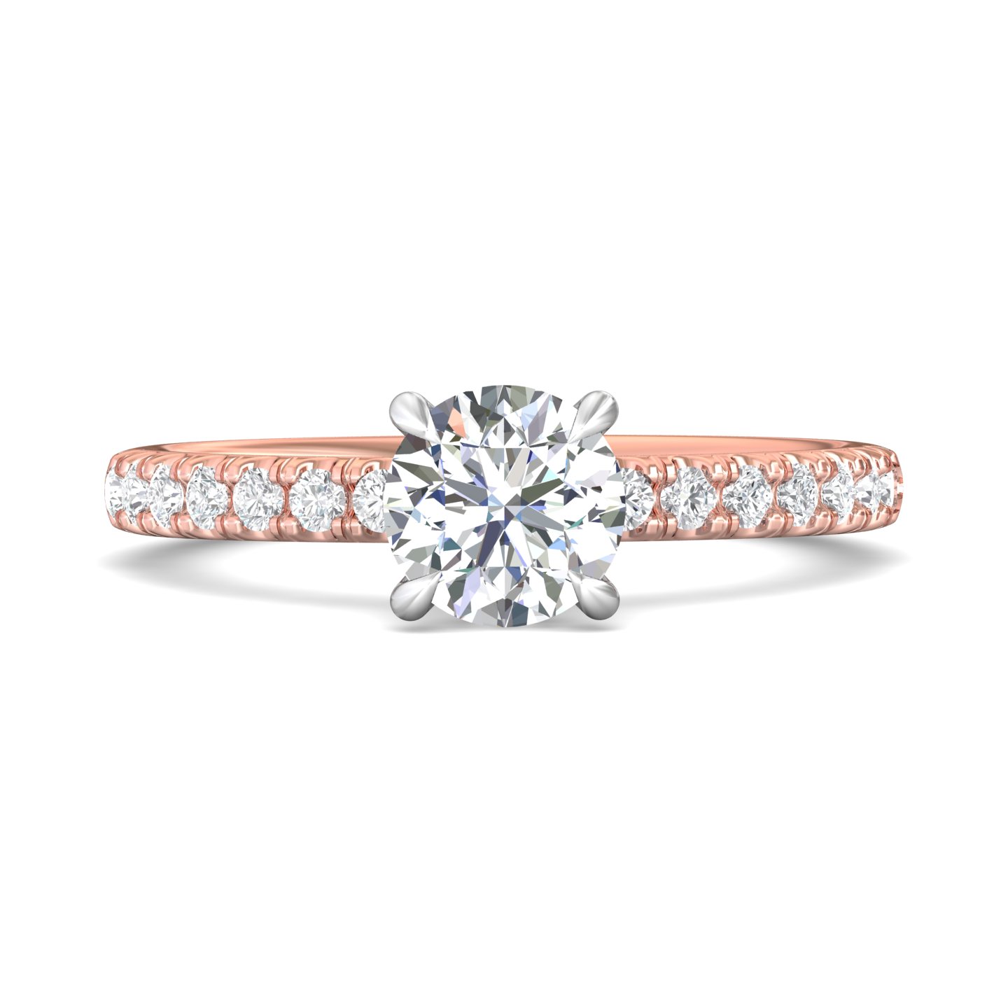14K Rose and White Gold Round Diamond Engagement Ring