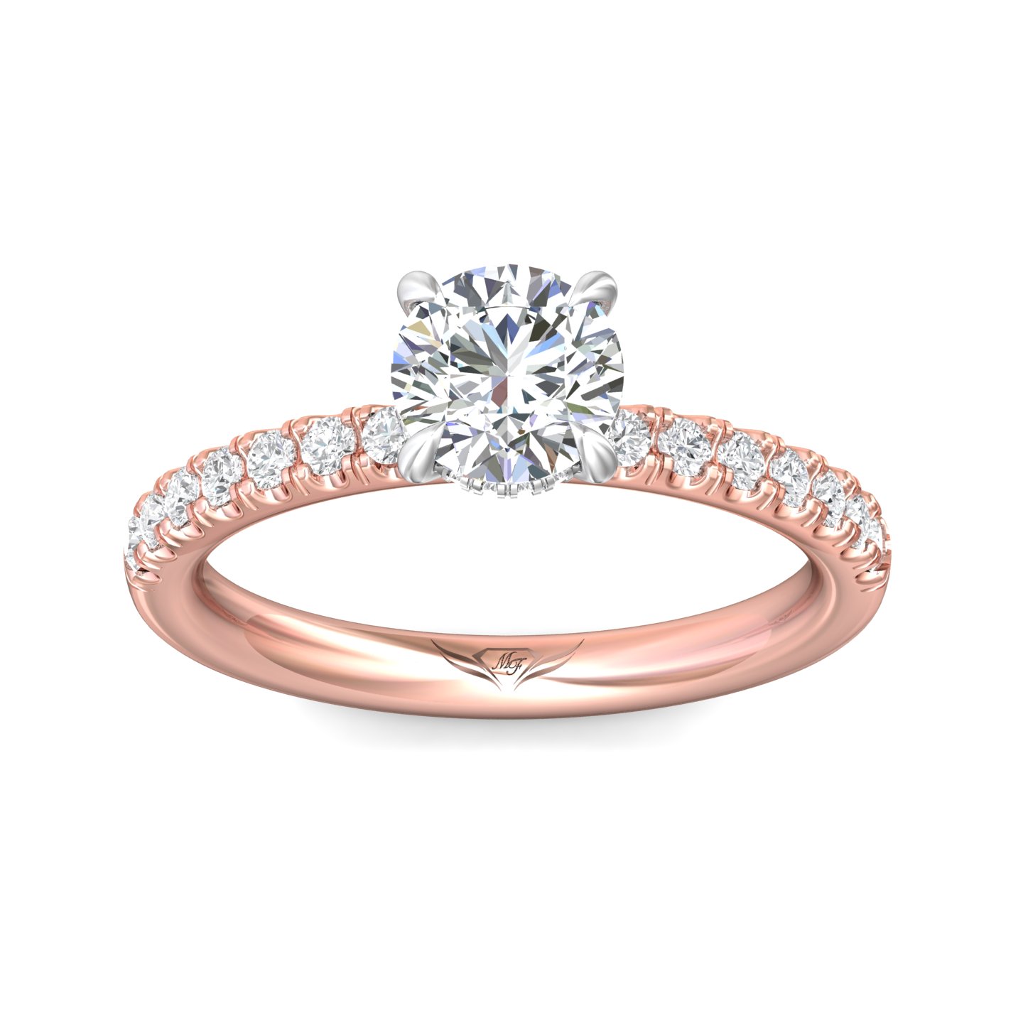 14K Rose and White Gold Round Diamond Engagement Ring