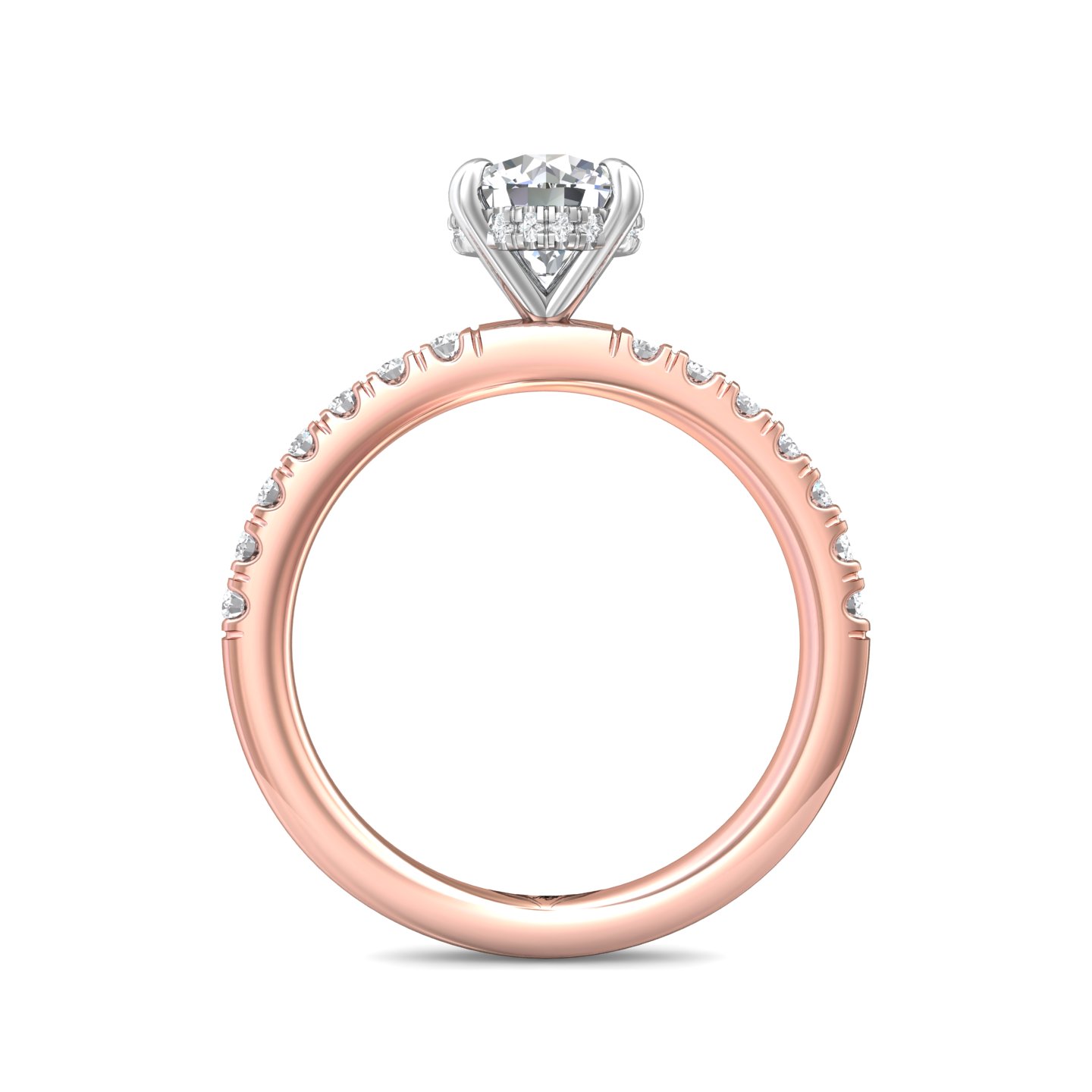 14K Rose and White Gold Round Diamond Engagement Ring