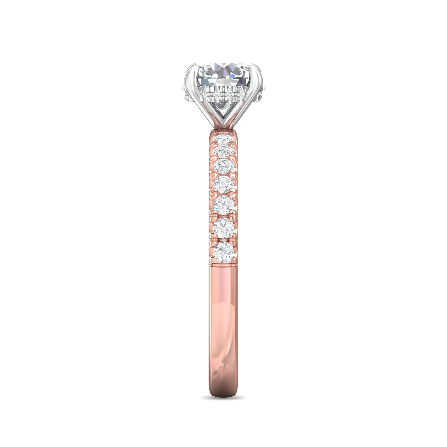 14K Rose and White Gold Round Diamond Engagement Ring