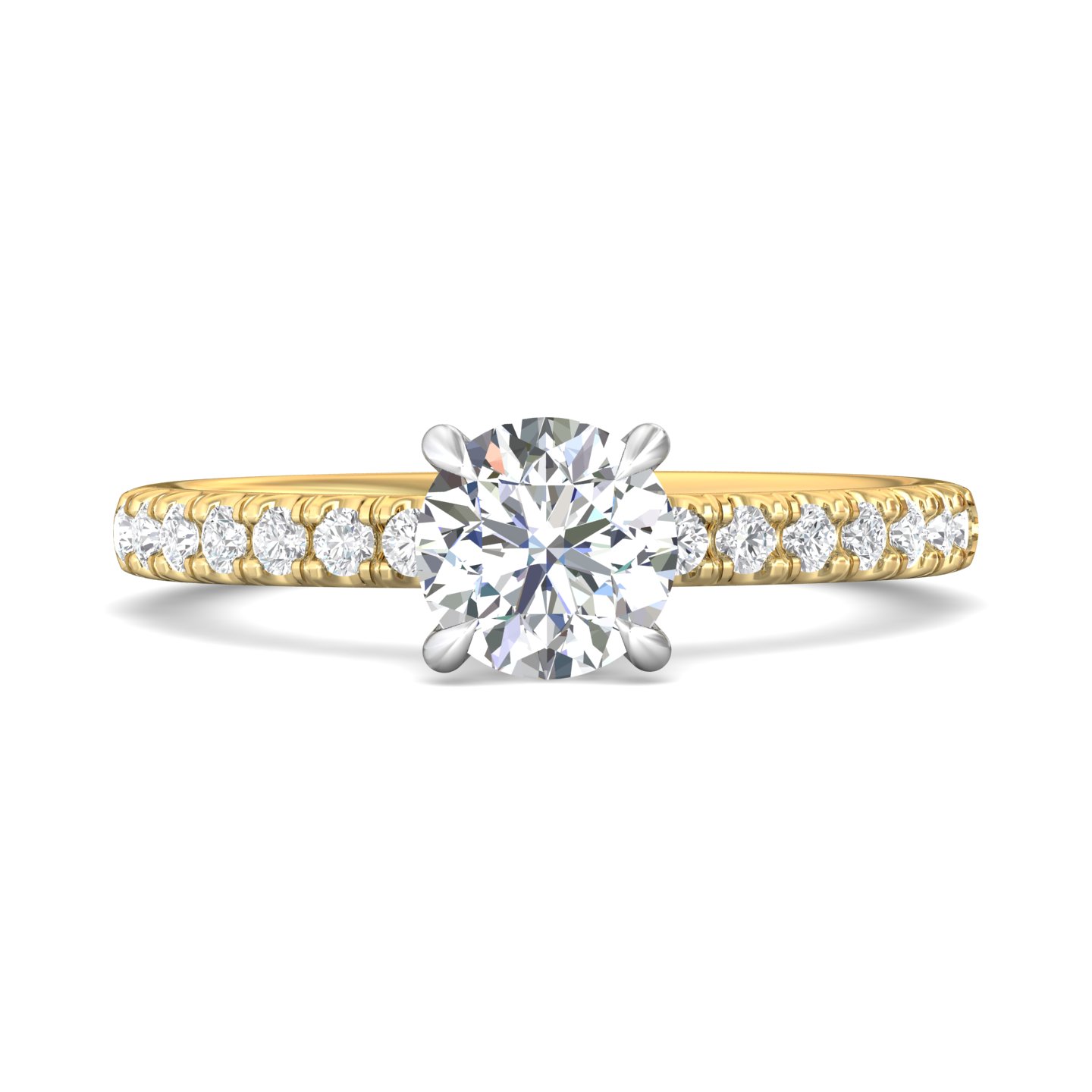 14K Yellow and White Gold Round Diamond Engagement Ring