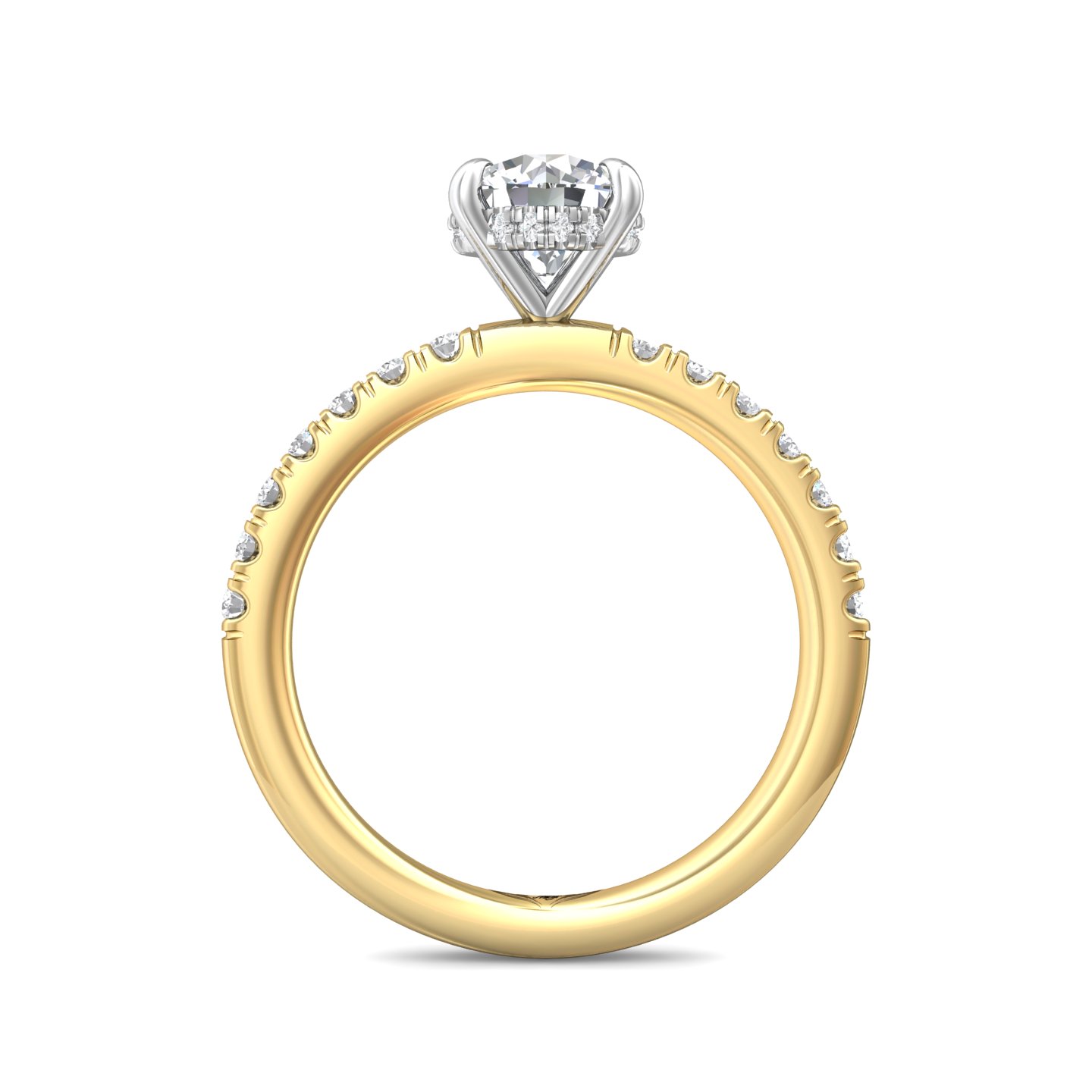 14K Yellow and White Gold Round Diamond Engagement Ring