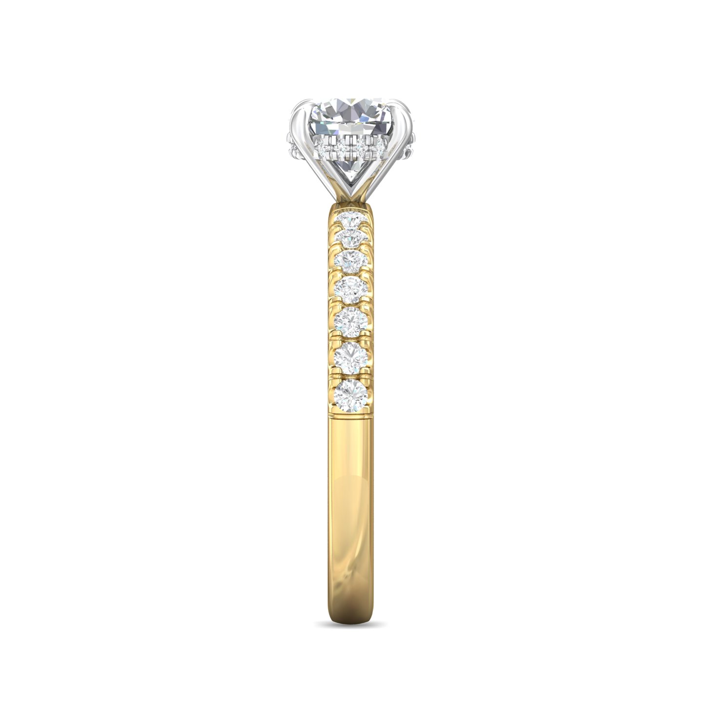 14K Yellow and White Gold Round Diamond Engagement Ring