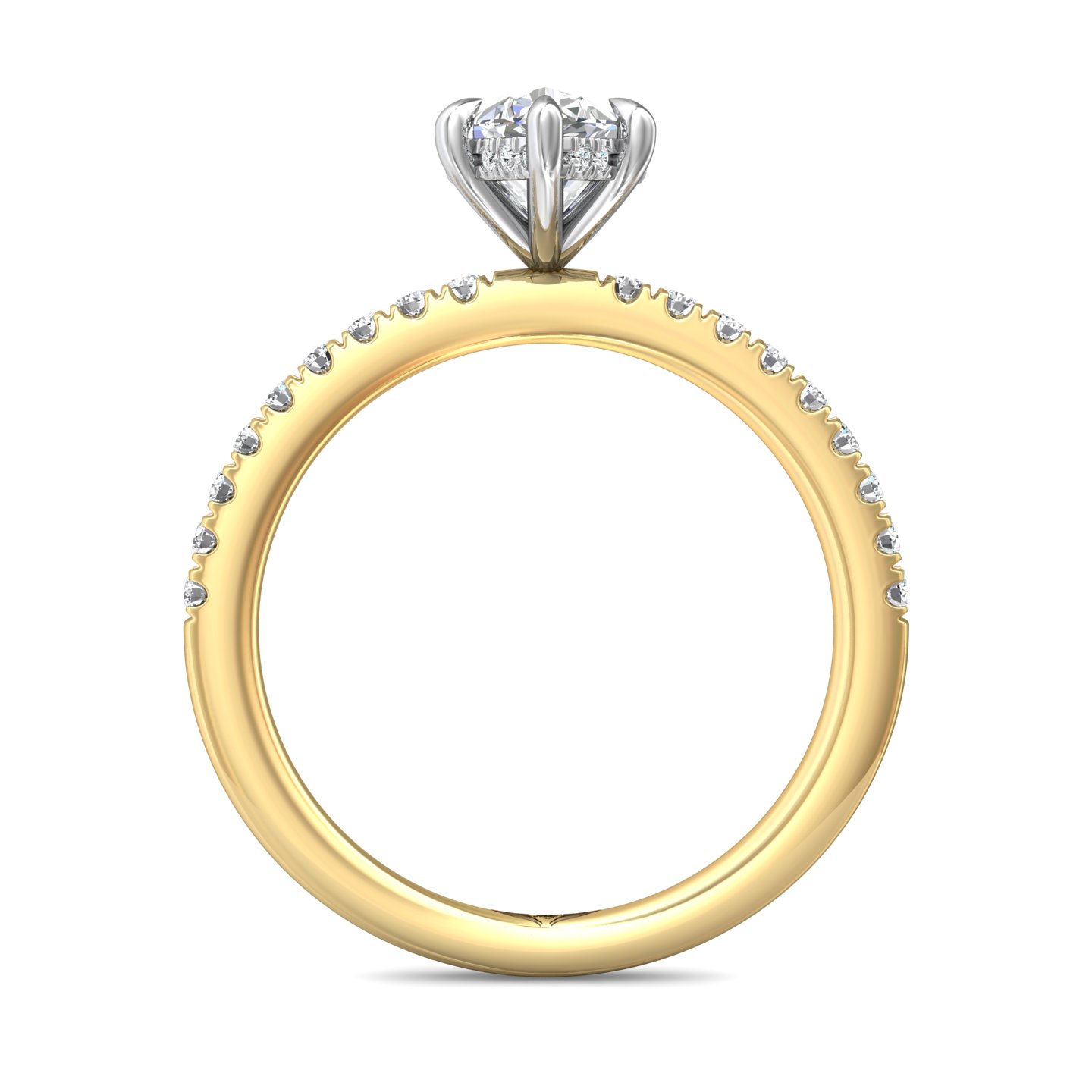 14K Yellow and White Gold Marquise Diamond Engagement Ring