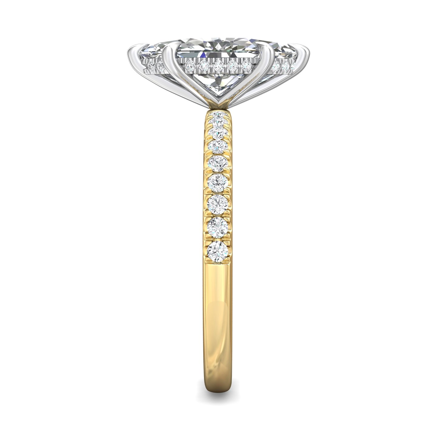 14K Yellow and White Gold Marquise Diamond Engagement Ring