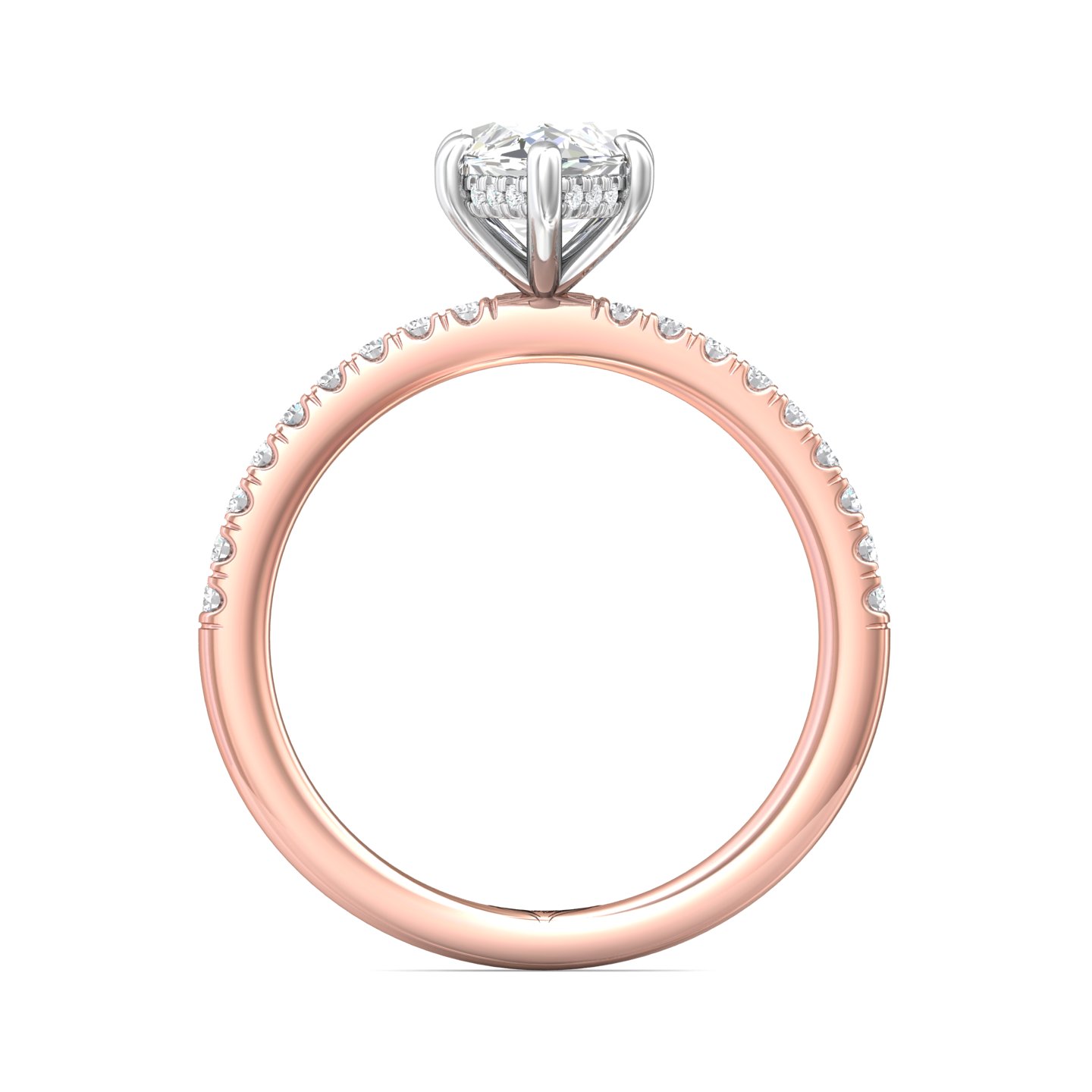 14K Rose and White Gold Marquise Diamond Engagement Ring