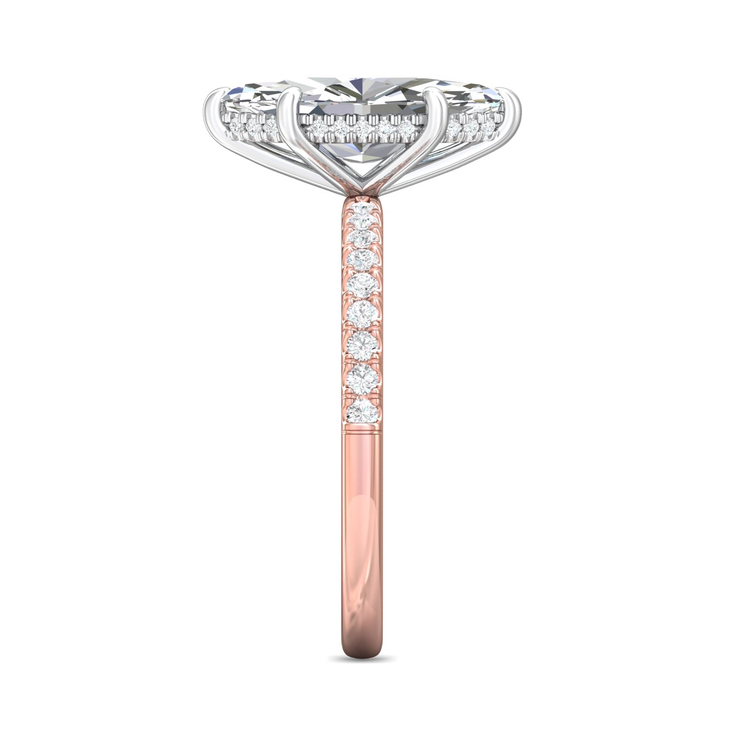 14K Rose and White Gold Marquise Diamond Engagement Ring