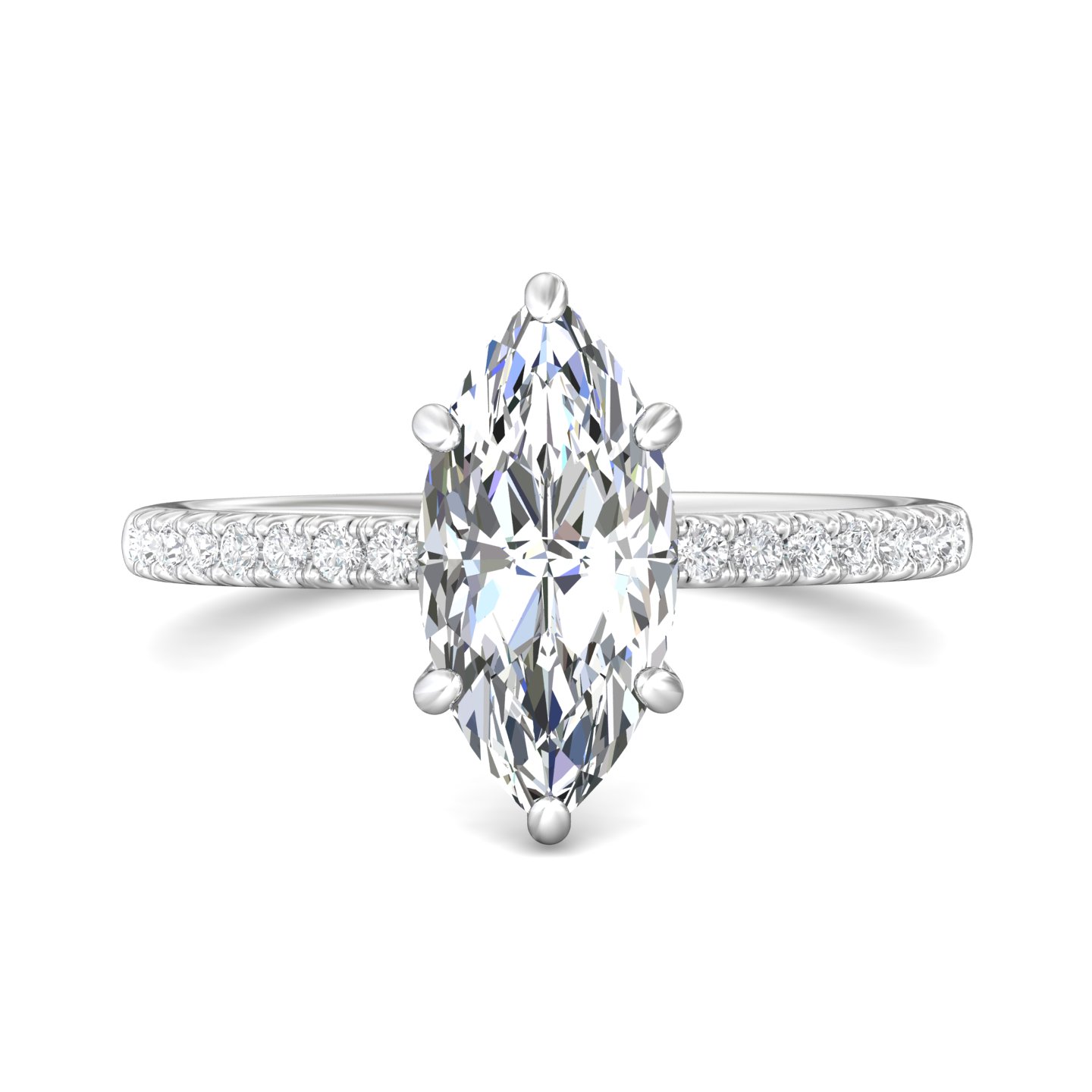 18K White Gold Marquise Diamond Engagement Ring