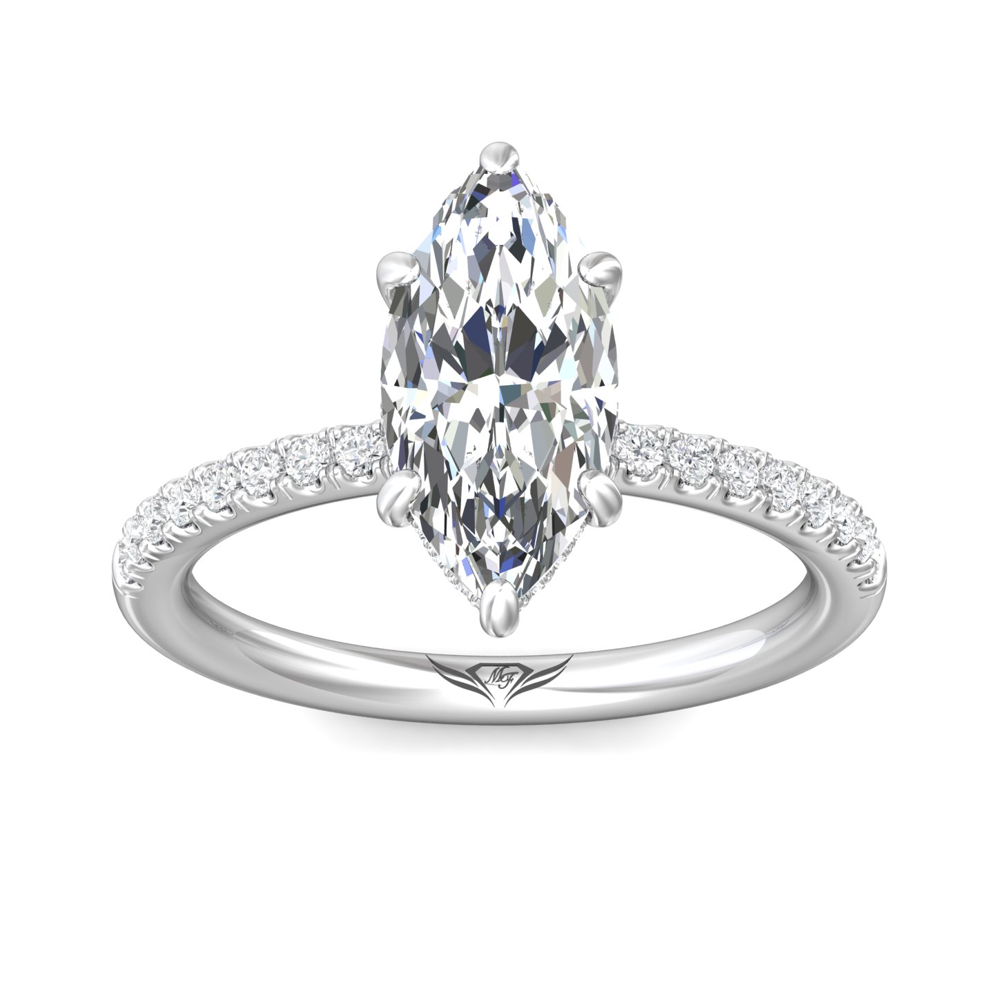 18K White Gold Marquise Diamond Engagement Ring