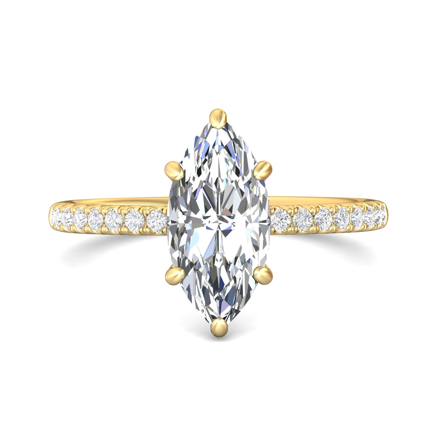 18K Yellow Gold Marquise Diamond Engagement Ring