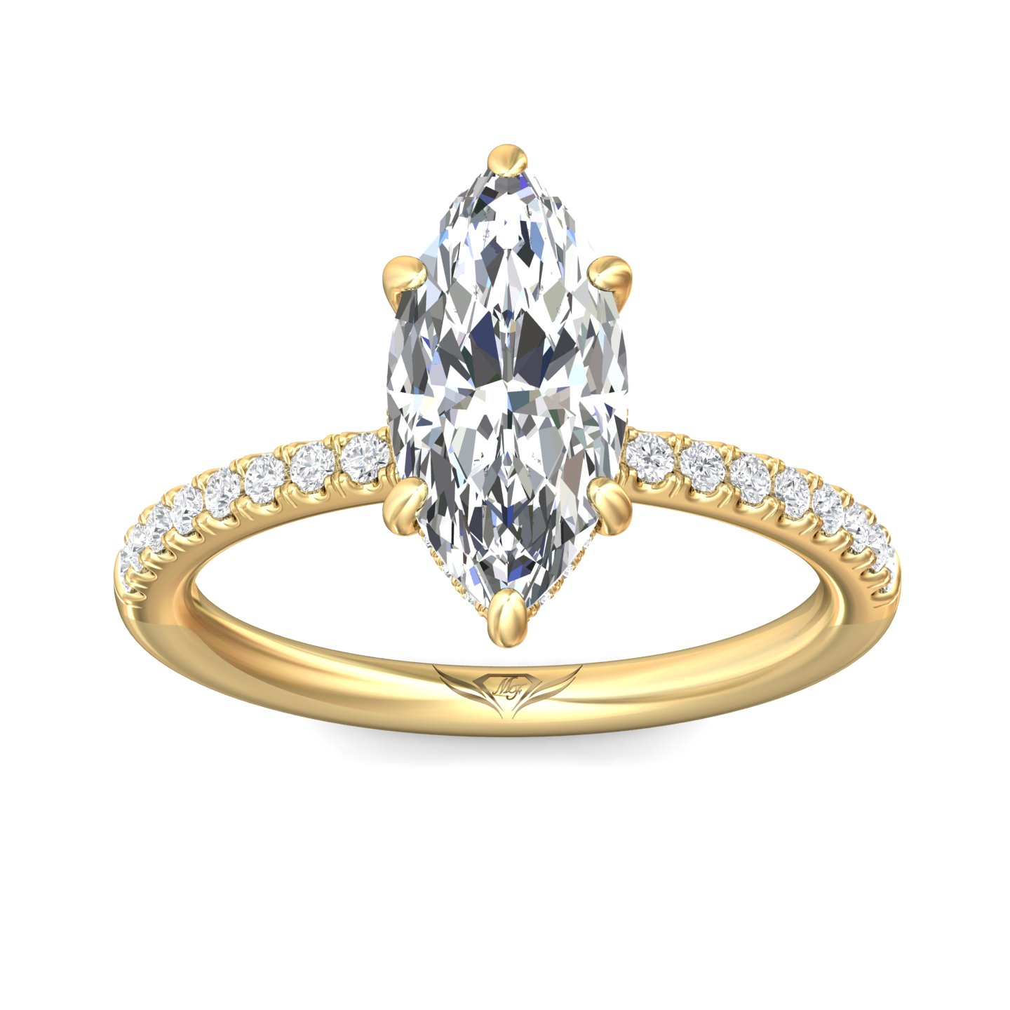 18K Yellow Gold Marquise Diamond Engagement Ring