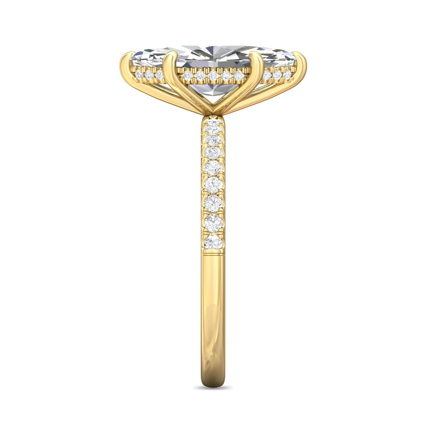 18K Yellow Gold Marquise Diamond Engagement Ring