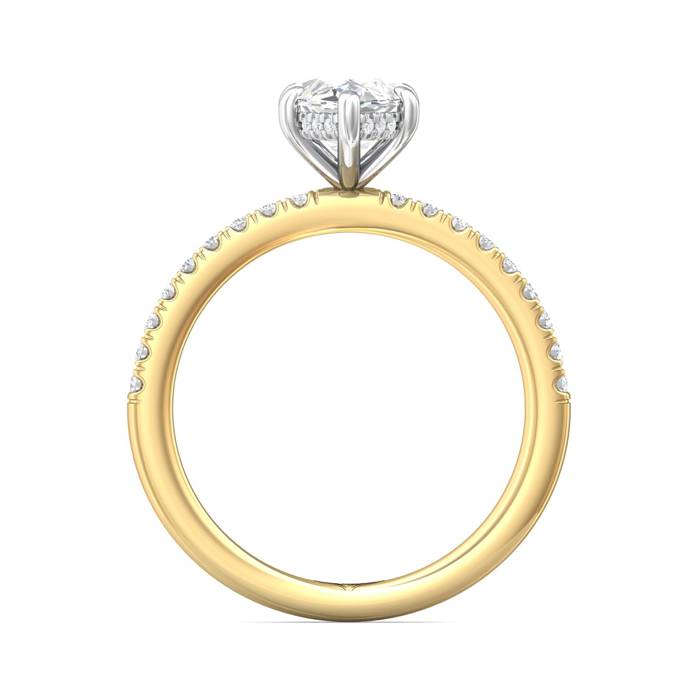 14K Yellow and White Gold Marquise Diamond Engagement Ring