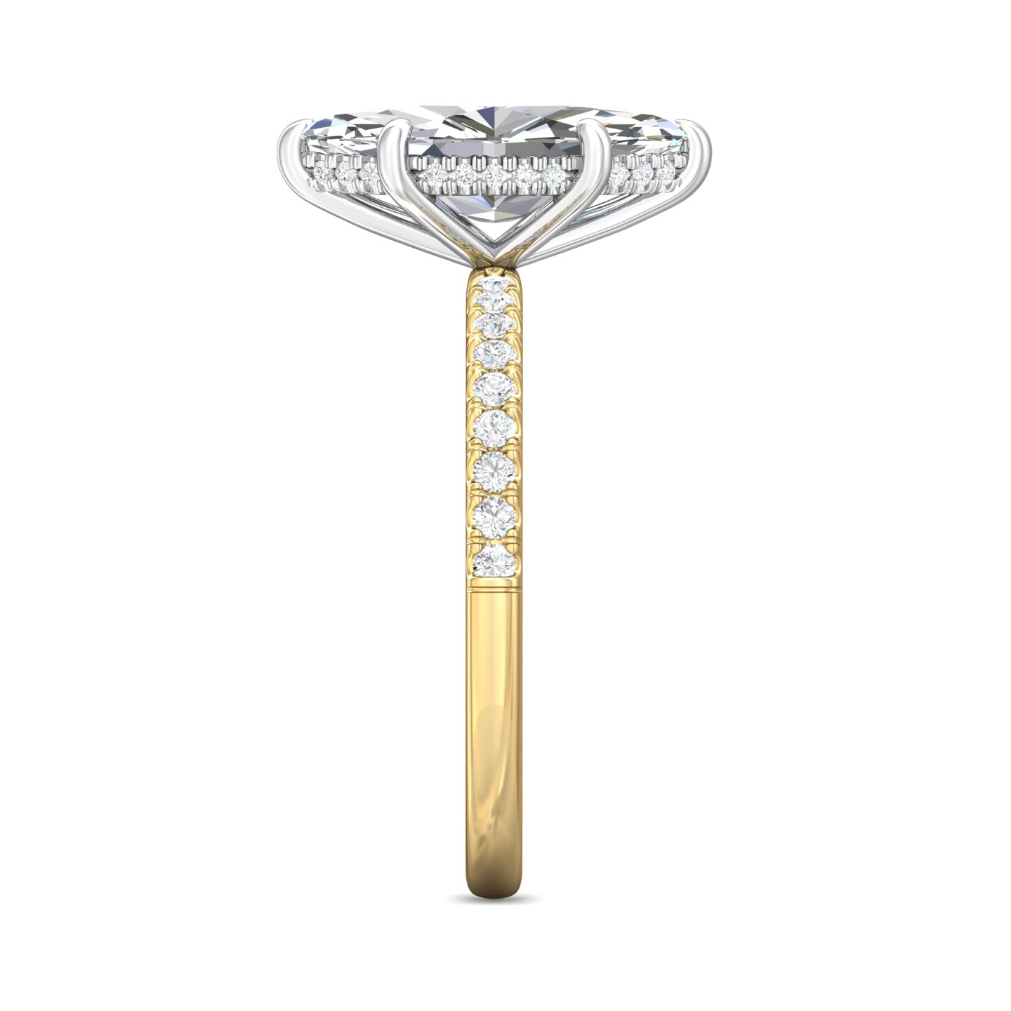 14K Yellow and White Gold Marquise Diamond Engagement Ring