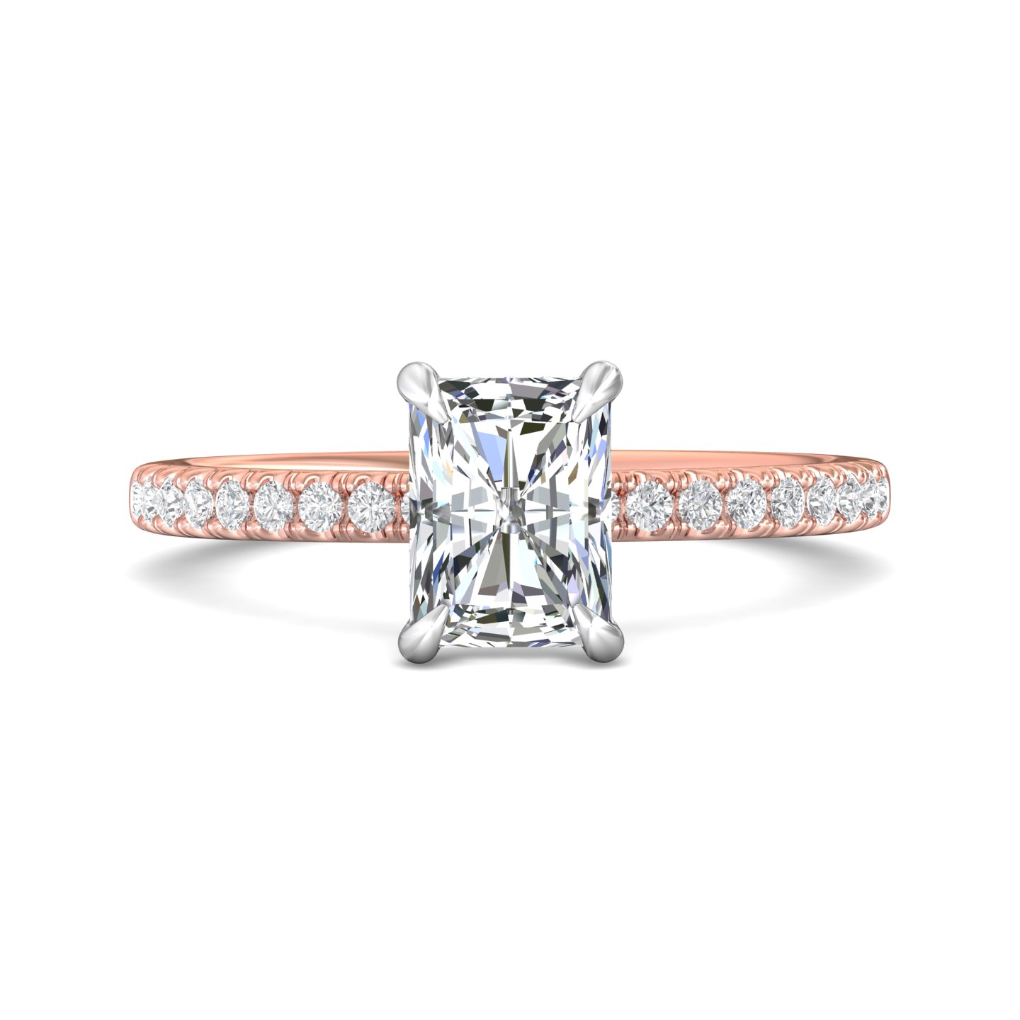 18K White and Rose Gold Radiant Diamond Engagement Ring