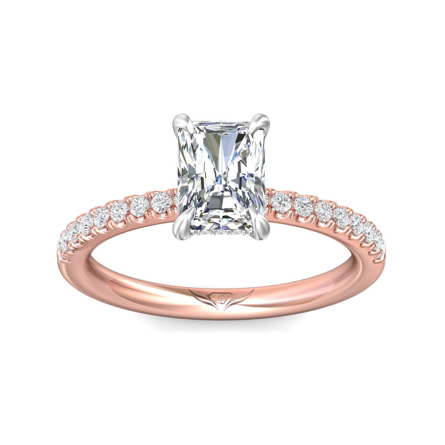 18K White and Rose Gold Radiant Diamond Engagement Ring