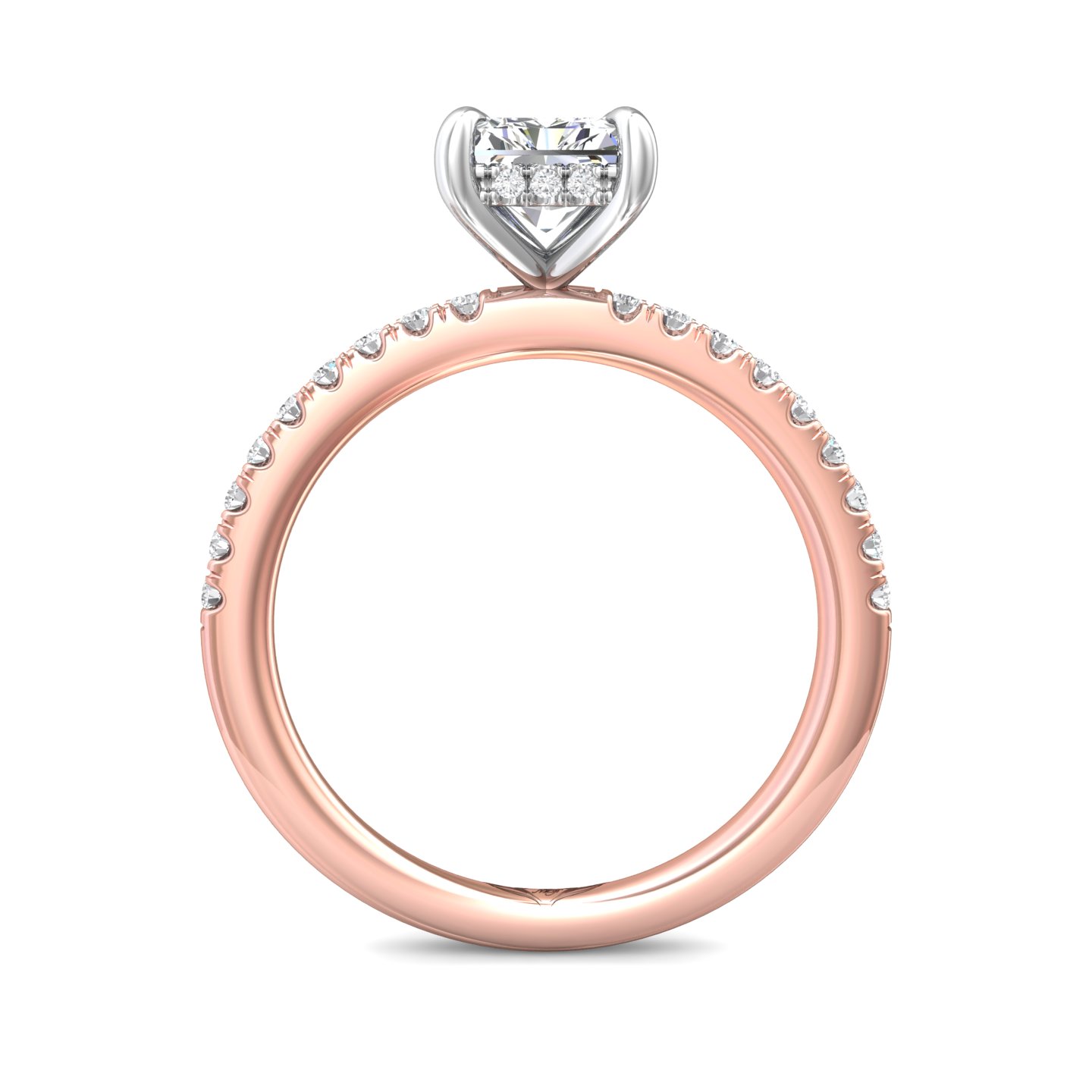 18K White and Rose Gold Radiant Diamond Engagement Ring