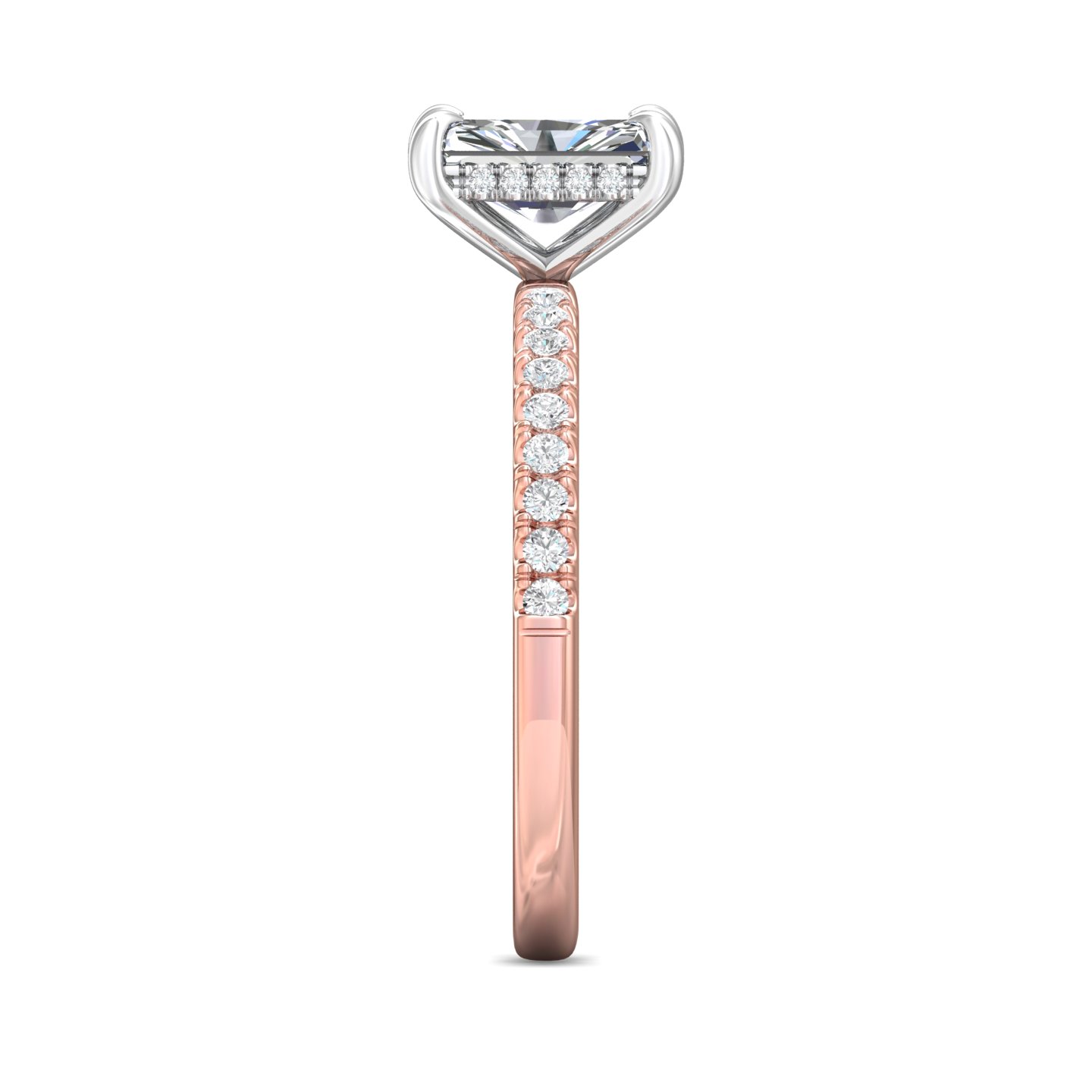 18K White and Rose Gold Radiant Diamond Engagement Ring