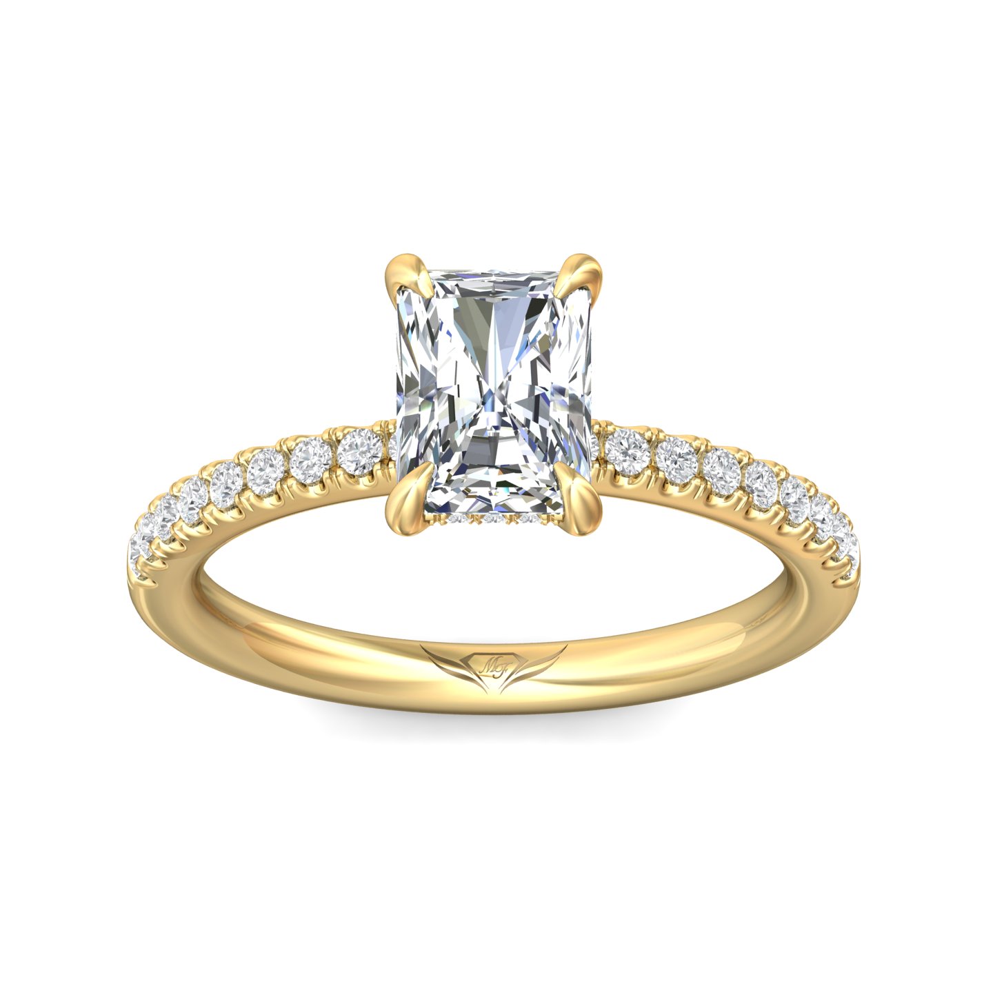 14K Yellow Gold Radiant Diamond Engagement Ring