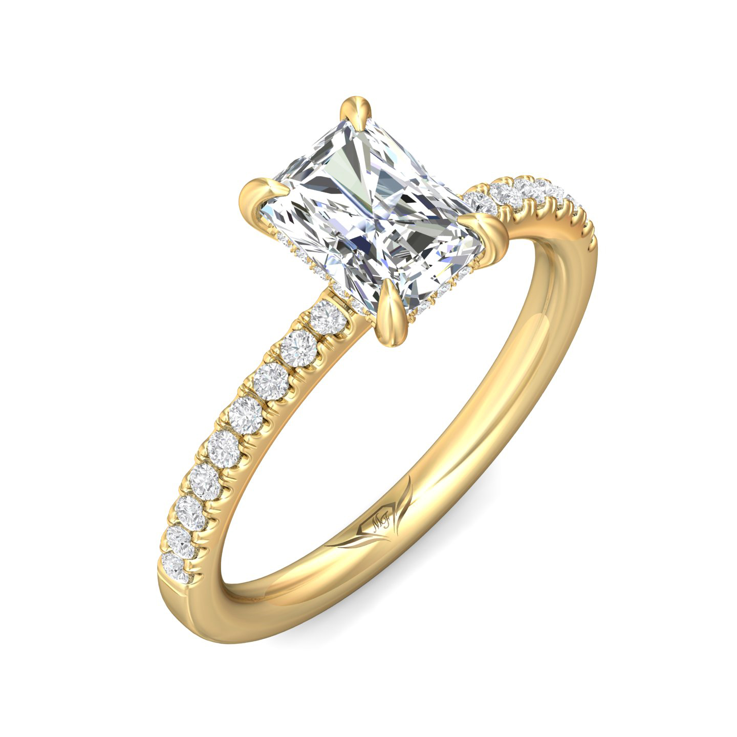14K Yellow Gold Radiant Diamond Engagement Ring