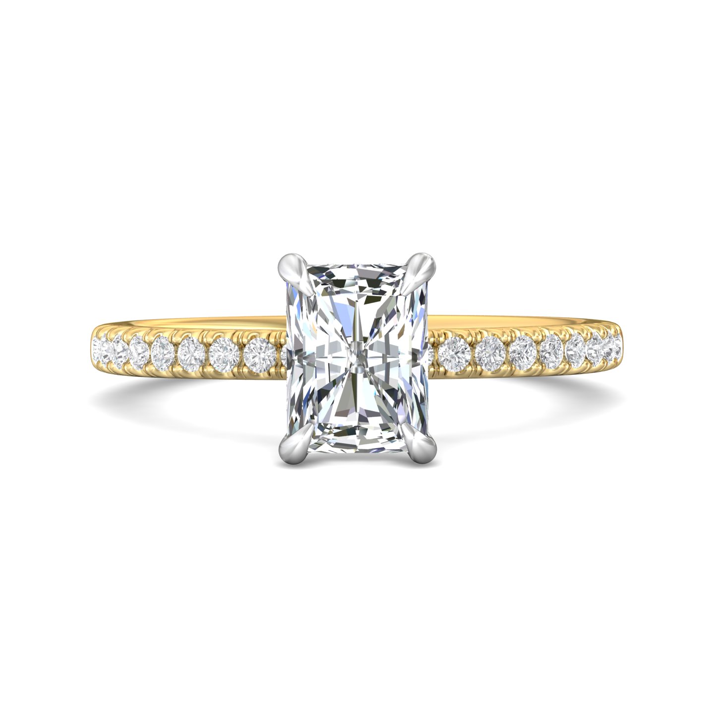 18K White and Yellow Gold Radiant Diamond Engagement Ring