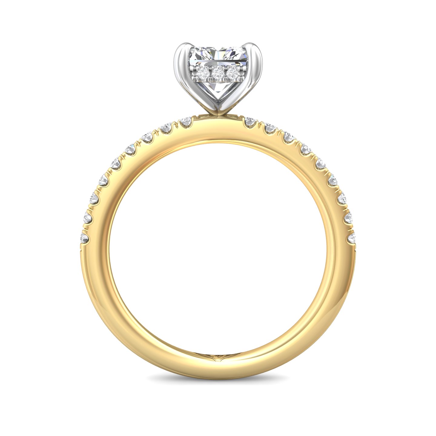 18K White and Yellow Gold Radiant Diamond Engagement Ring