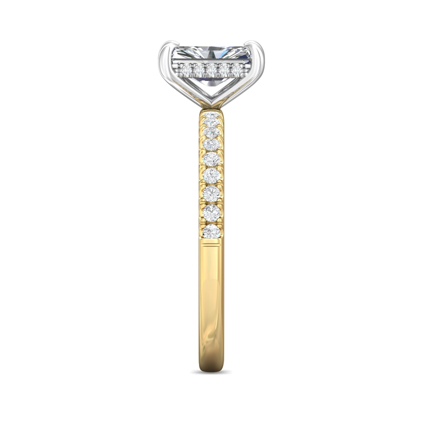 18K White and Yellow Gold Radiant Diamond Engagement Ring