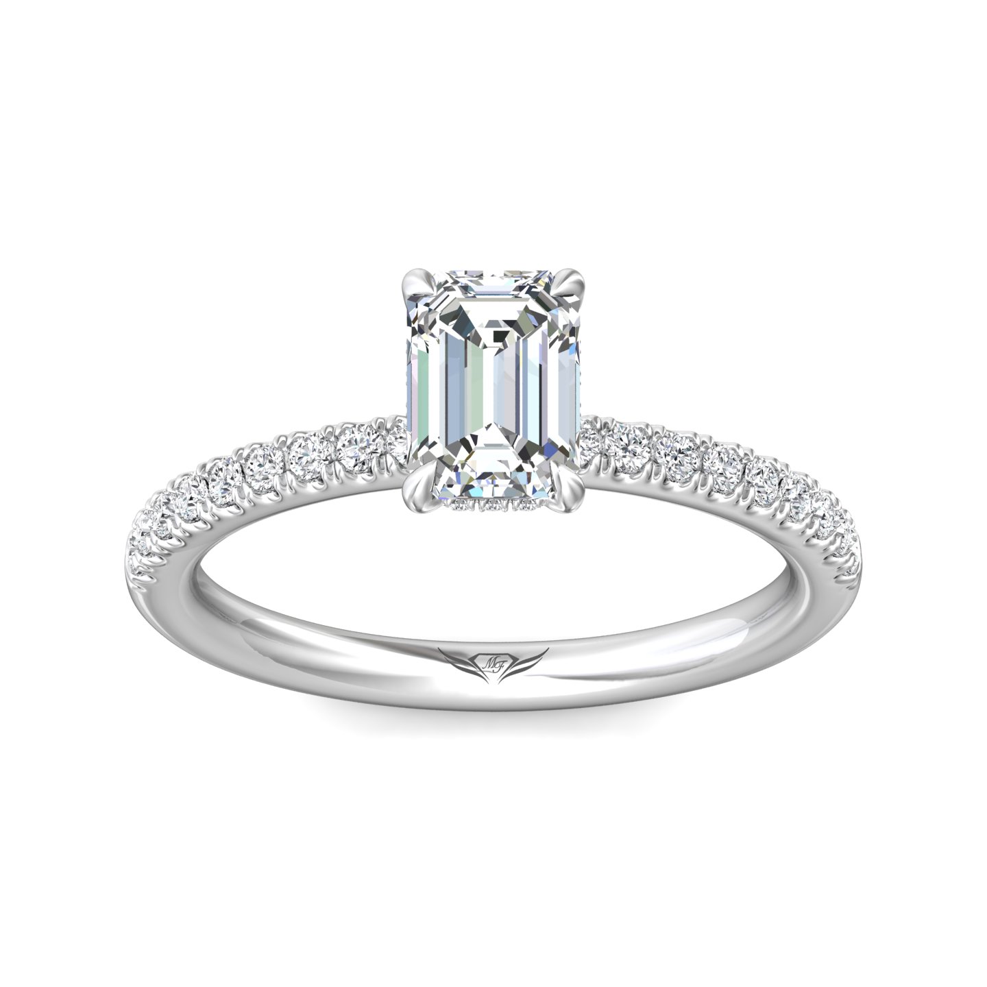 Platinum Emerald Cut Diamond Engagement Ring