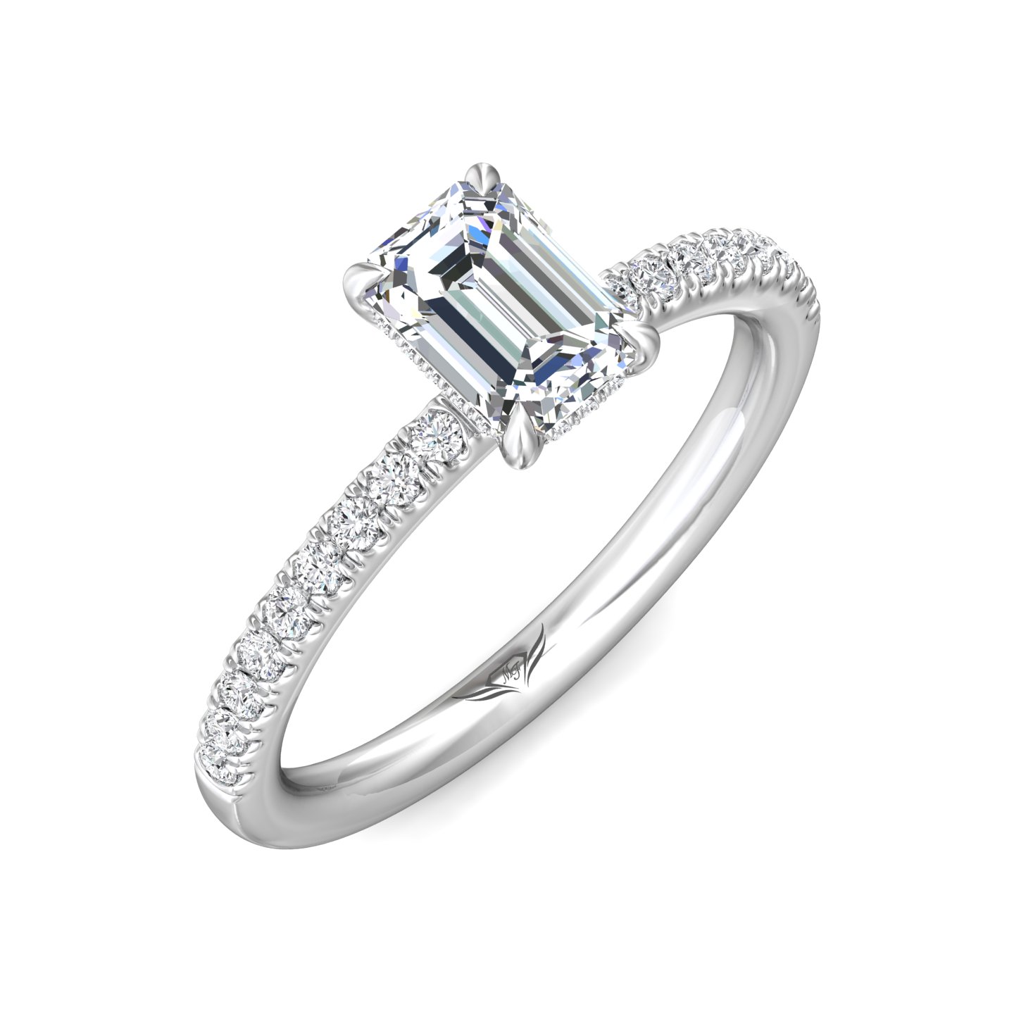 Platinum Emerald Cut Diamond Engagement Ring