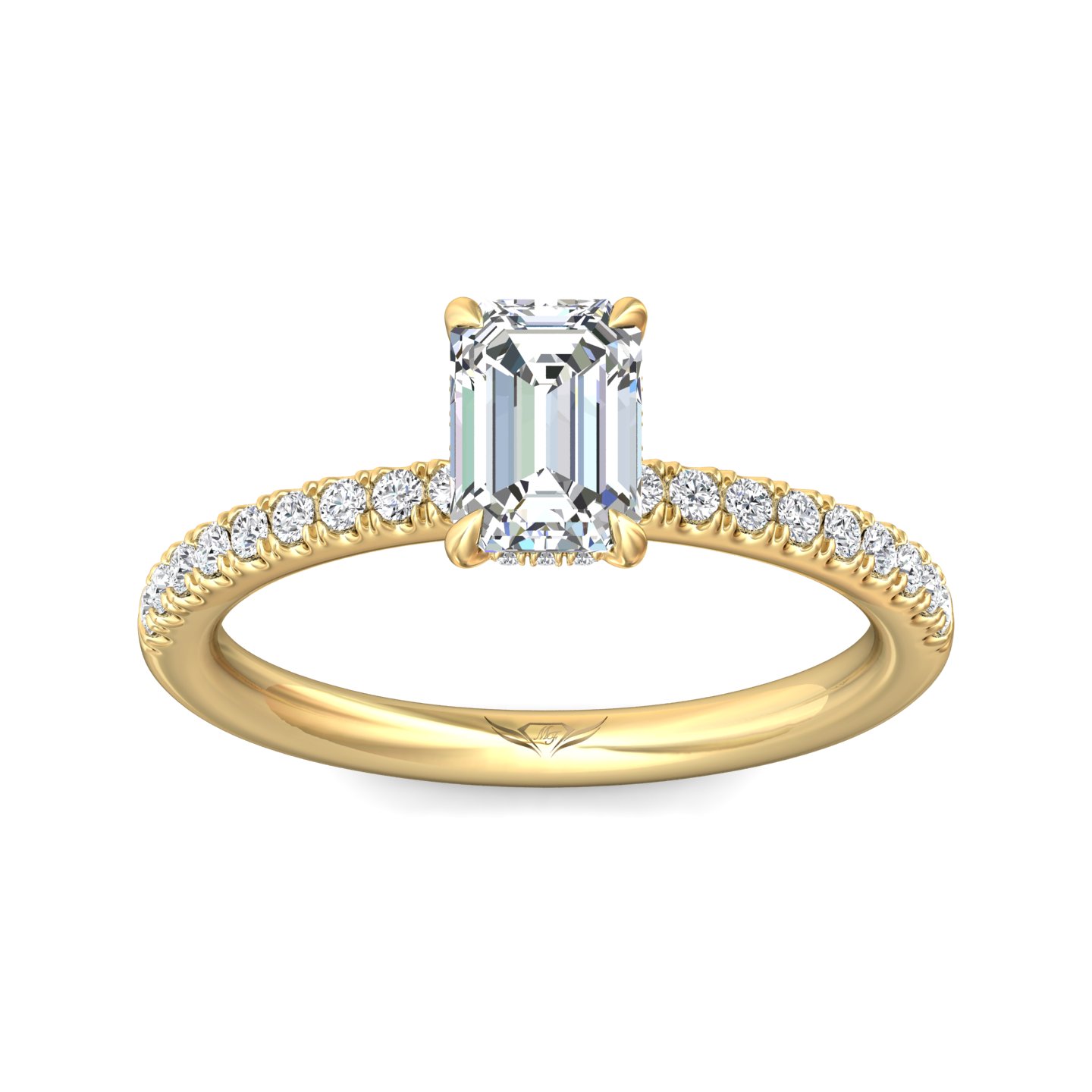14K Yellow Gold Emerald Cut Diamond Engagement Ring