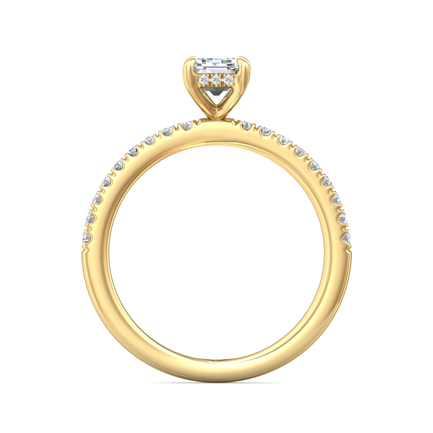 14K Yellow Gold Emerald Cut Diamond Engagement Ring